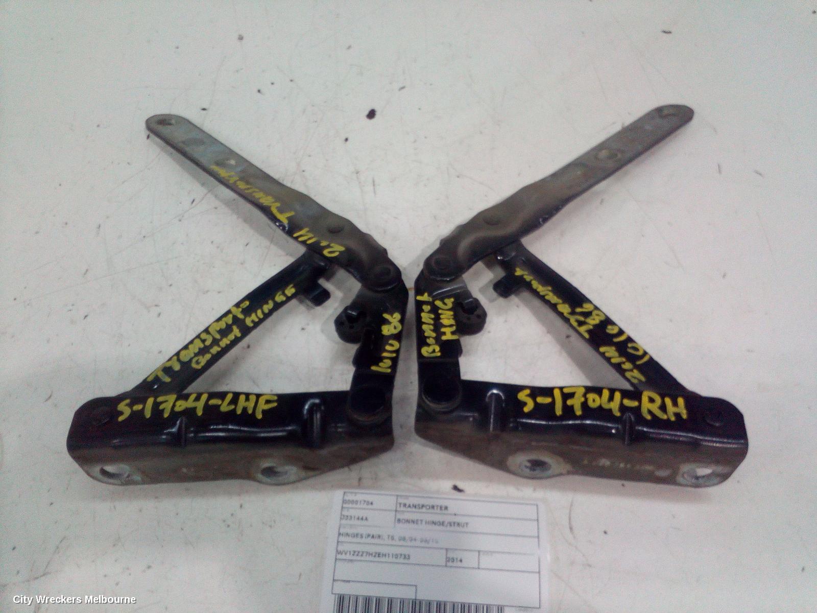 VOLKSWAGEN TRANSPORTER BONNET HINGE/STRUT, HINGES (PAIR), T5, 08/2004 - 06/2015