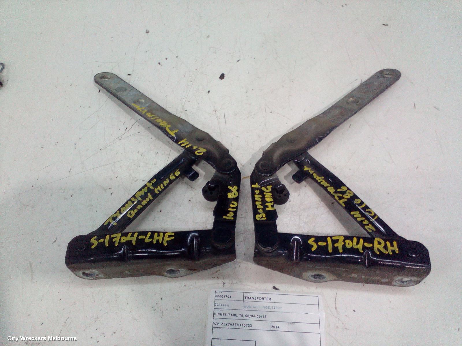 VOLKSWAGEN TRANSPORTER BONNET HINGE/STRUT, HINGES (PAIR), T5, 08/2004 - 06/2015