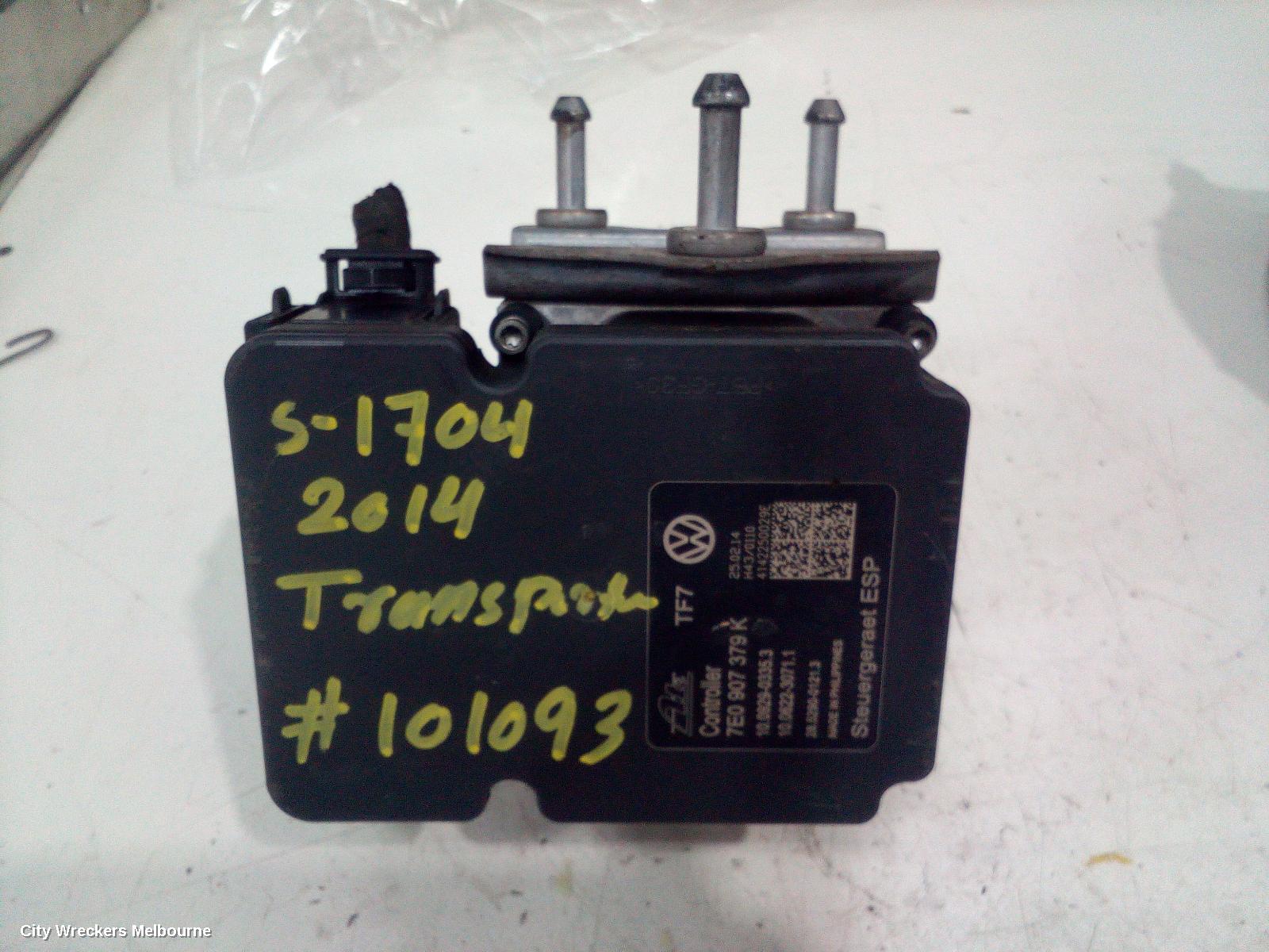 VOLKSWAGEN TRANSPORTER ABS PUMP/MODULATOR, T5, P/N 7E0614517H, 03/2010 - 06/2015