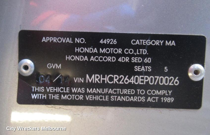 HONDA ACCORD INSTRUMENT CLUSTER, AUTO T/M, 9TH GEN, 05/2013 - 08/2019