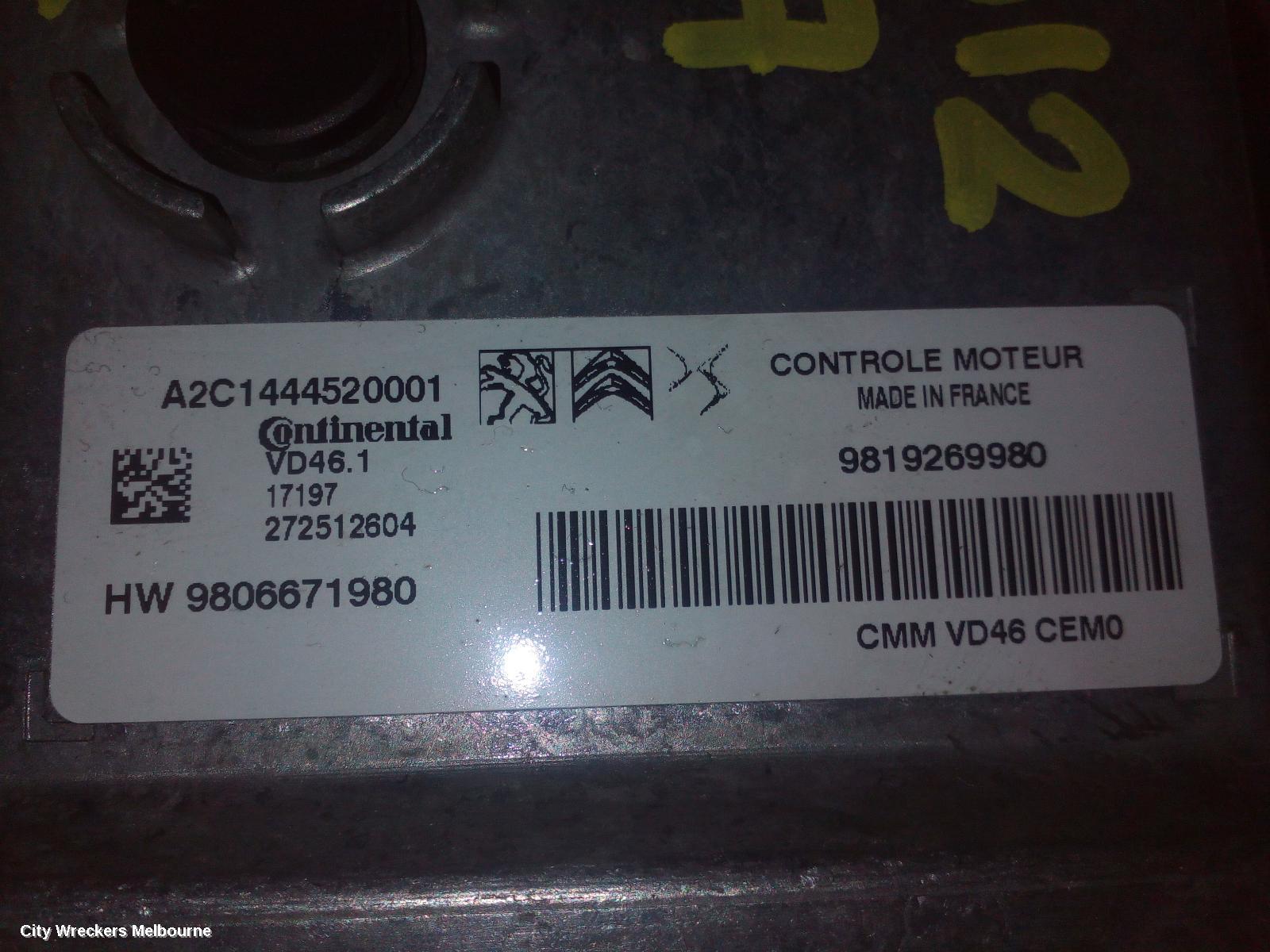 PEUGEOT 308 ECU, ENGINE ECU, 1.2, PETROL, ECU ONLY, T9, 10/2014 - 01/2021