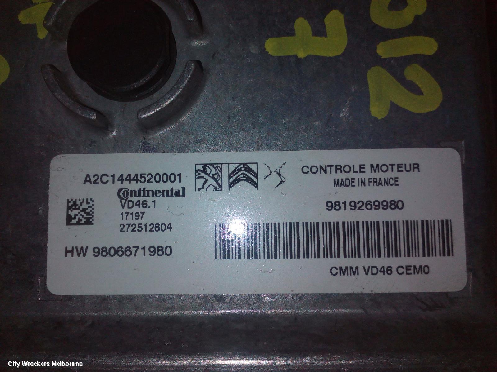 PEUGEOT 308 ECU, ENGINE ECU, 1.2, PETROL, ECU ONLY, T9, 10/2014 - 01/2021