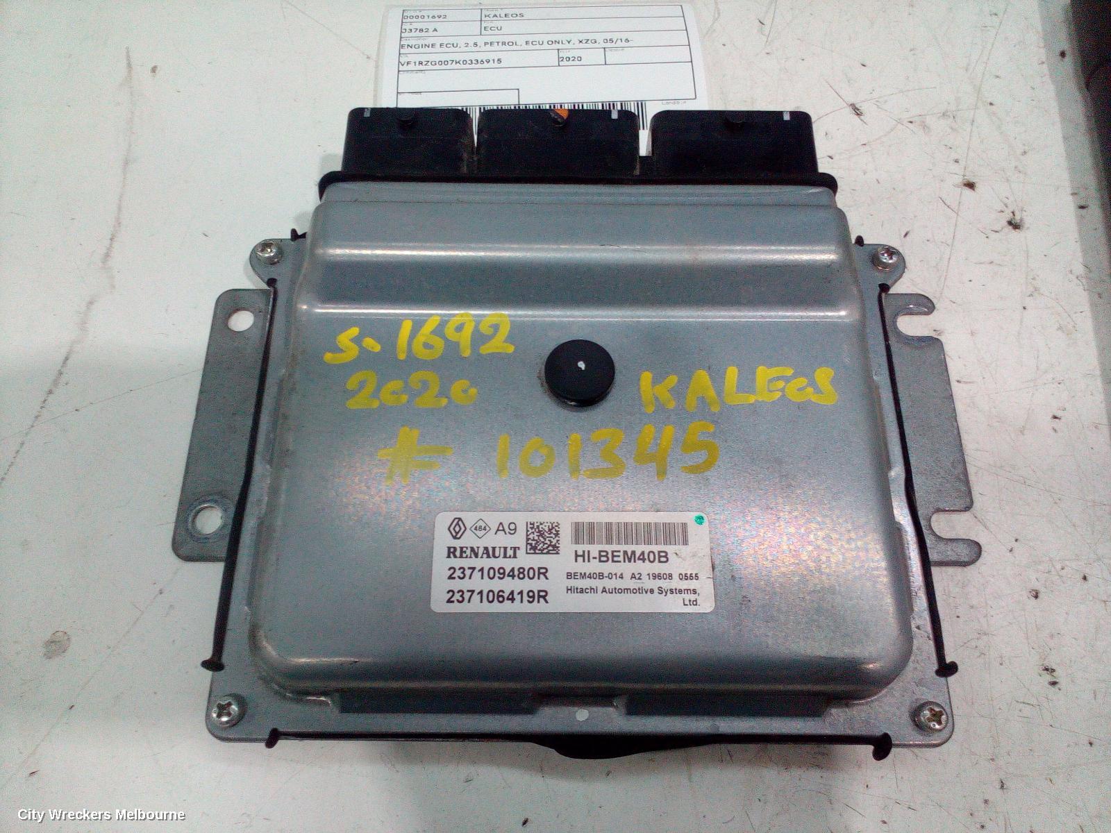 RENAULT KALEOS ECU, ENGINE ECU, 2.5, PETROL, ECU ONLY, XZG, 05/2016 ONWARDS