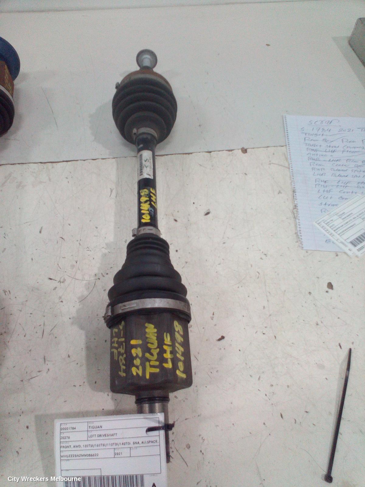 VOLKSWAGEN TIGUAN LEFT DRIVESHAFT, FRONT, AWD, 132TSI/162TSI/110TDI/140TDI, 5NA, ALLSPACE, 07/2018 ONWARDS