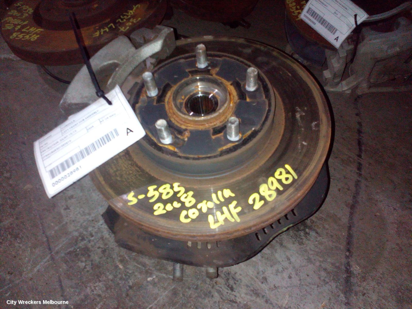 TOYOTA COROLLA LEFT FRONT HUB ASSEMBLY, ZRE152/20153R, 03/2007 - 12/2013
