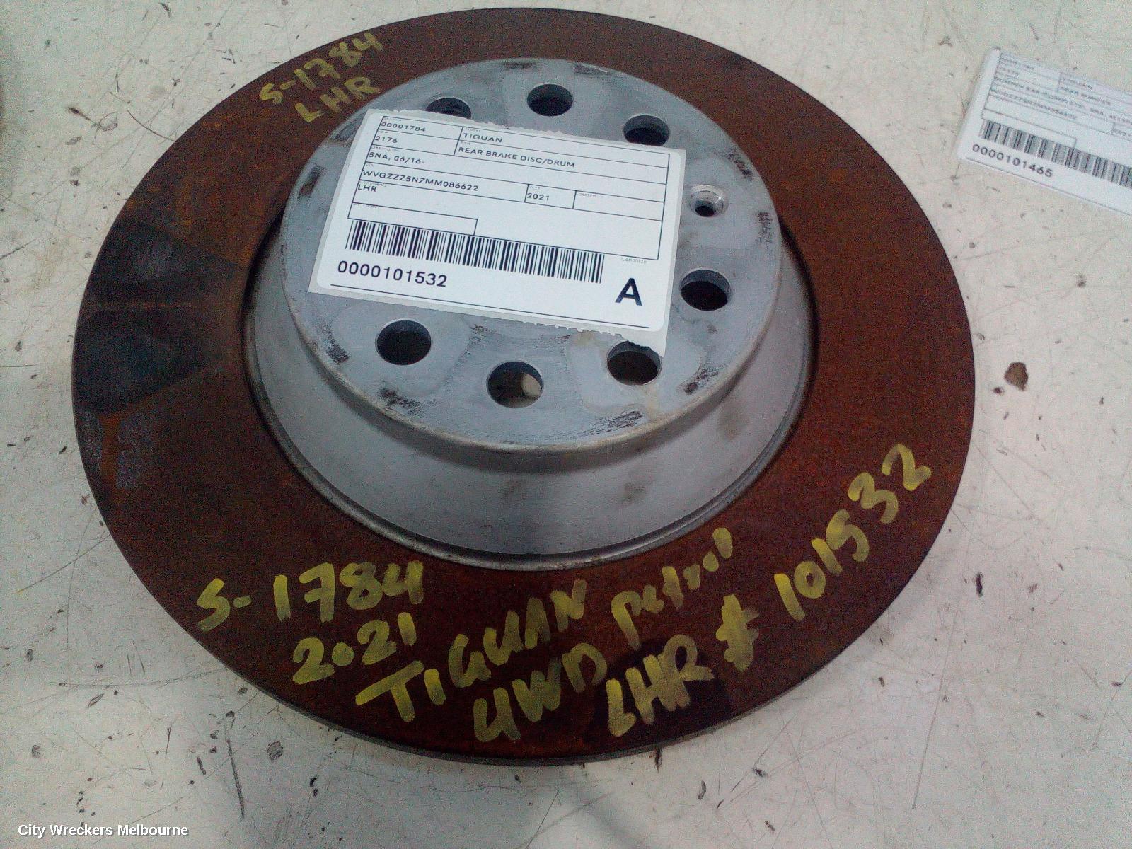 VOLKSWAGEN TIGUAN REAR BRAKE DISC/DRUM, 5NA, 06/2016 - 02/2024