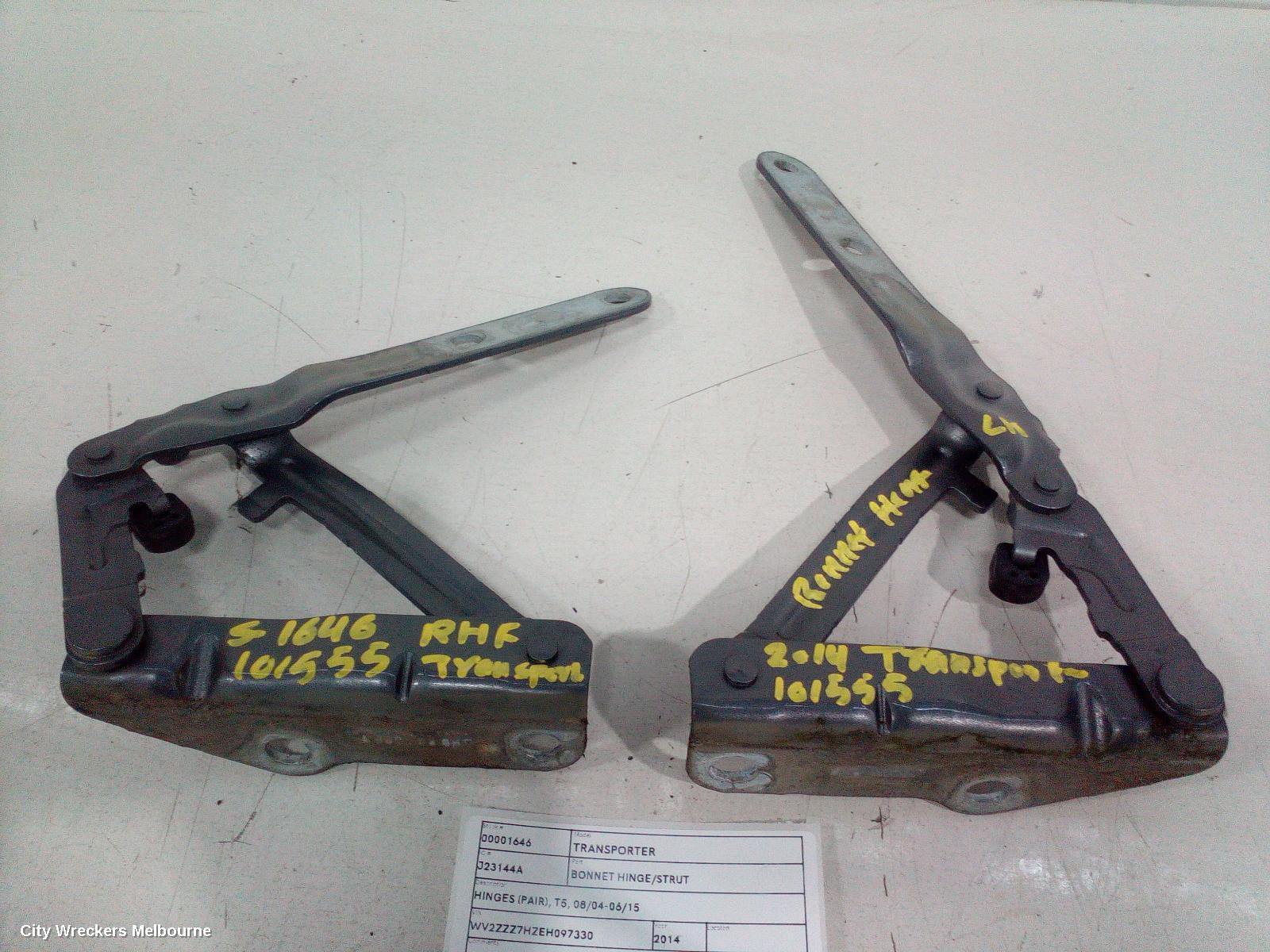 VOLKSWAGEN TRANSPORTER BONNET HINGE/STRUT, HINGES (PAIR), T5, 08/2004 - 06/2015