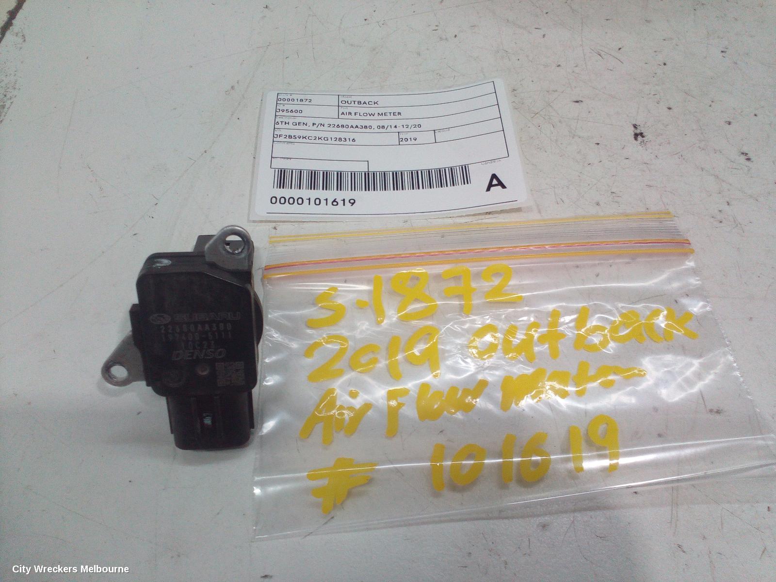 SUBARU OUTBACK AIR FLOW METER, 6TH GEN, P/N 22680AA380, 08/2014 - 12/2020