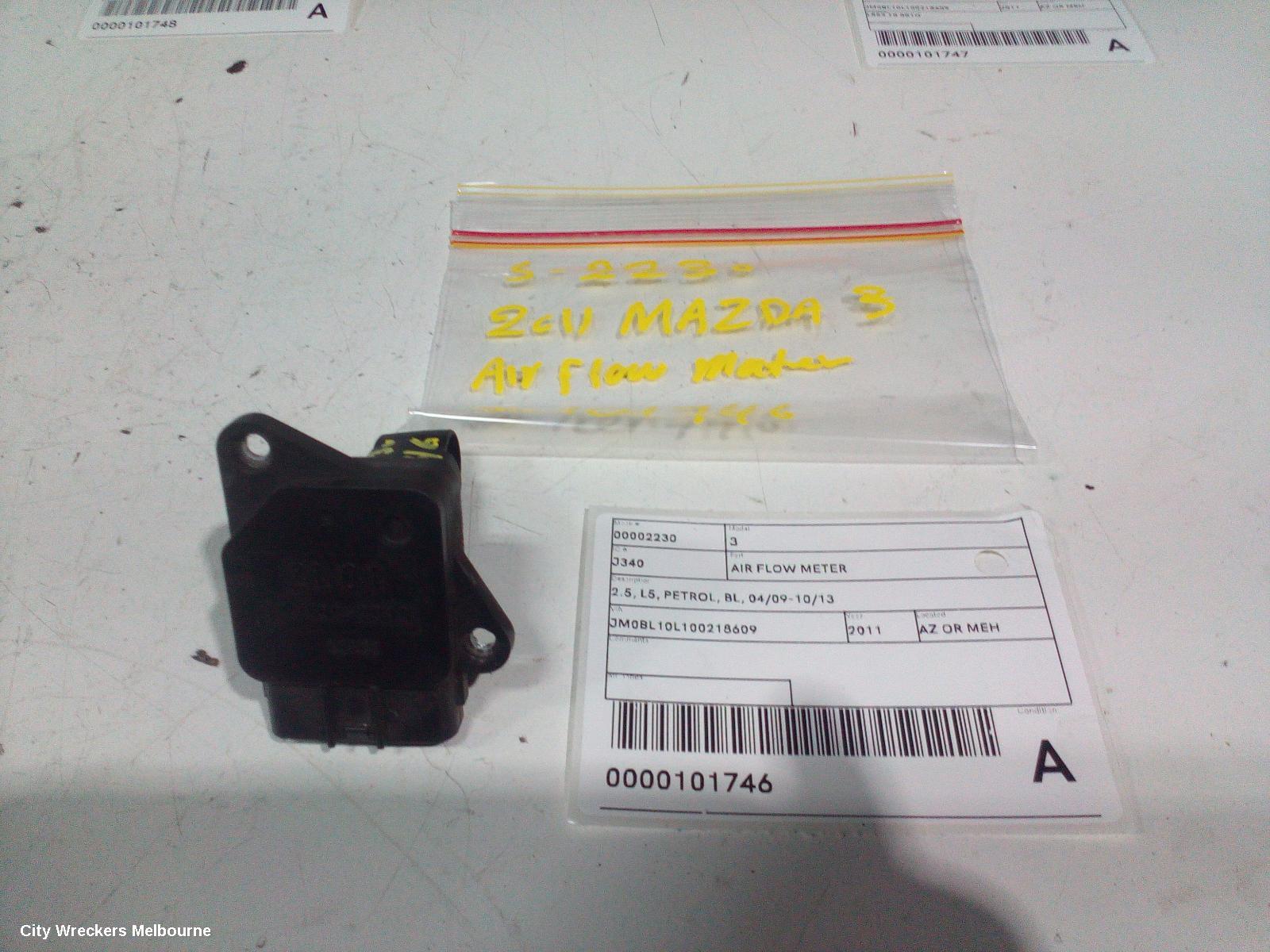 MAZDA 3 AIR FLOW METER, 2.5, L5, PETROL, BL, 04/2009 - 10/2013