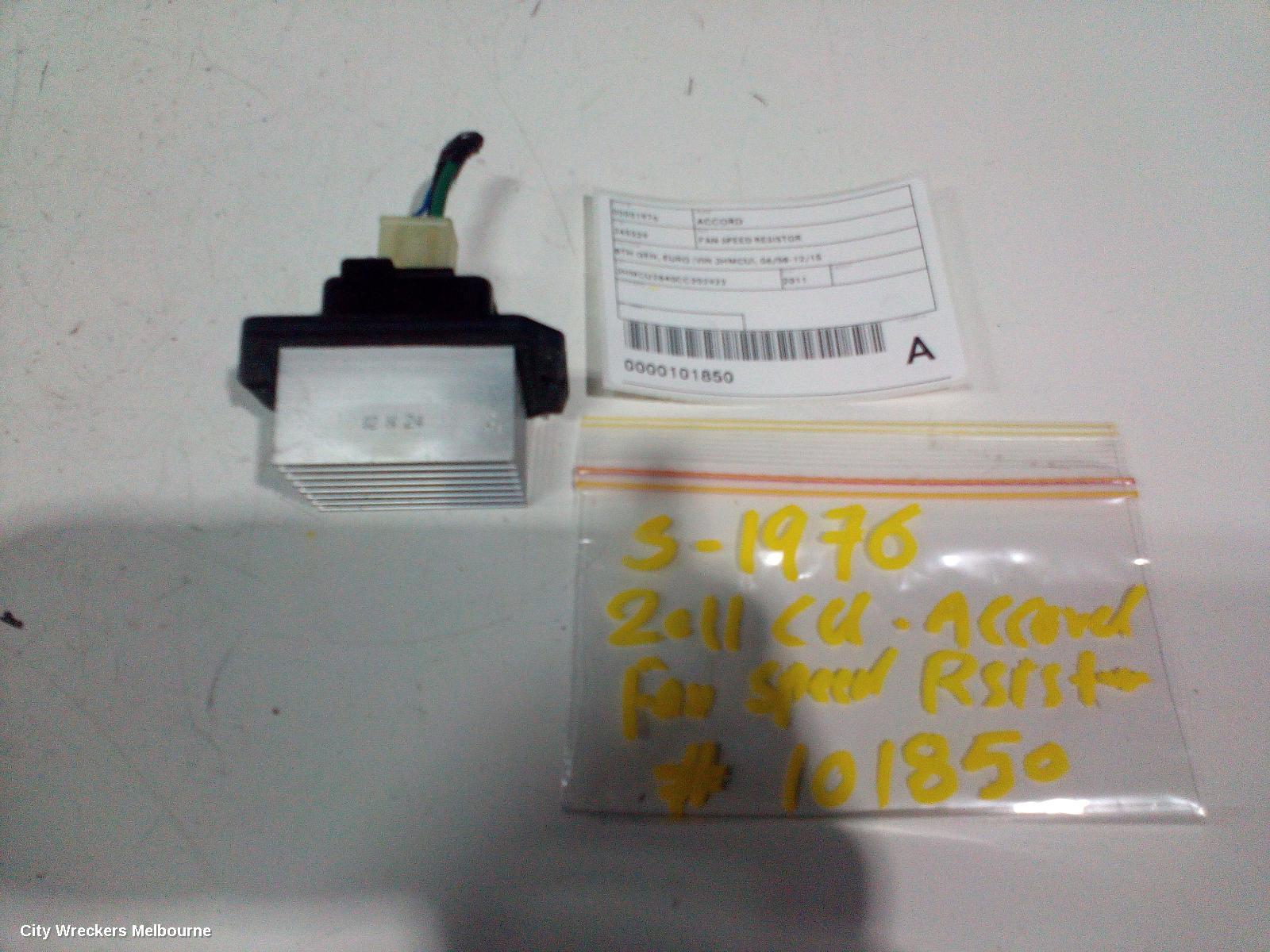 HONDA ACCORD FAN SPEED RESISTOR, 8TH GEN, EURO (VIN JHMCU), 06/2008 - 12/2015