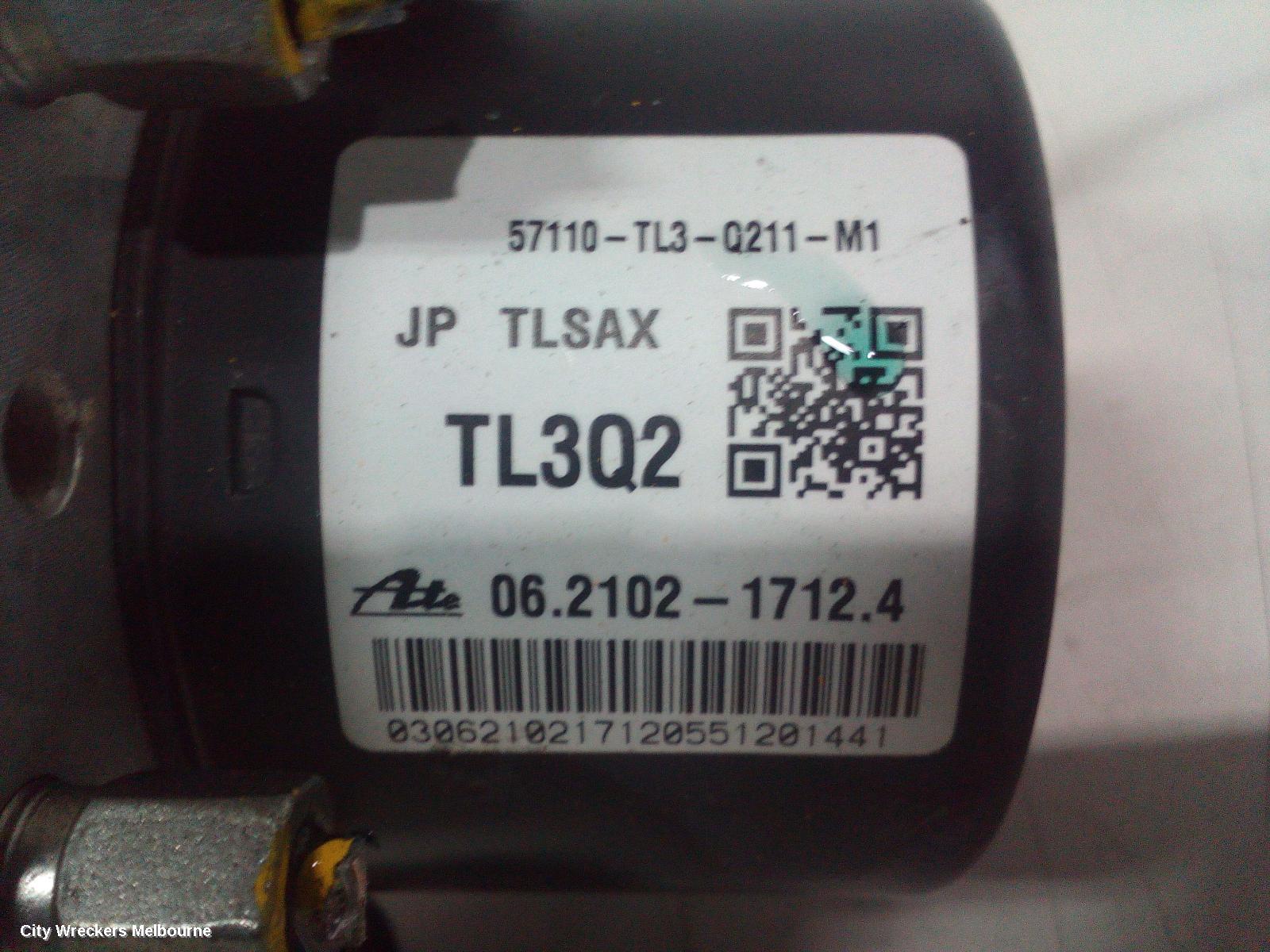 HONDA ACCORD ABS PUMP/MODULATOR, 8TH GEN, EURO (VIN JHMCU), P/N TL3Q2, 06/2008 - 12/2015