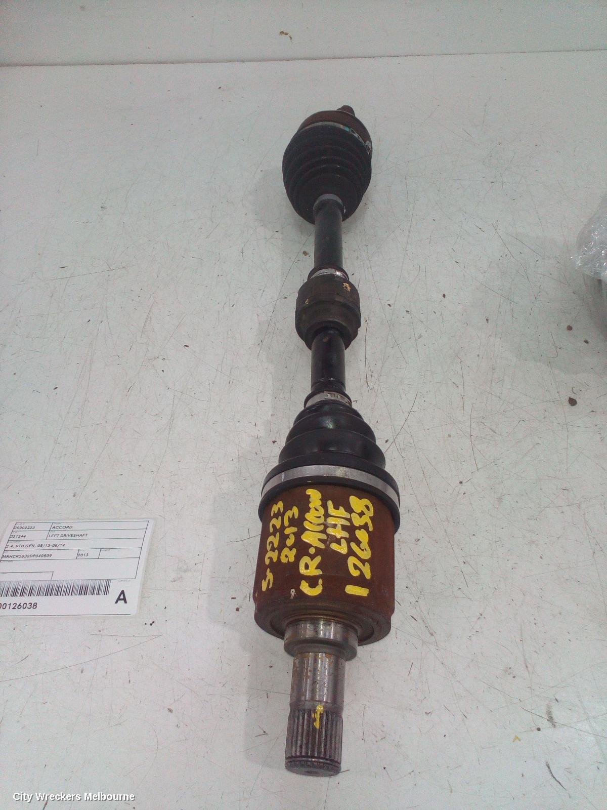 HONDA ACCORD LEFT DRIVESHAFT, 2.4, 9TH GEN, 05/2013 - 08/2019