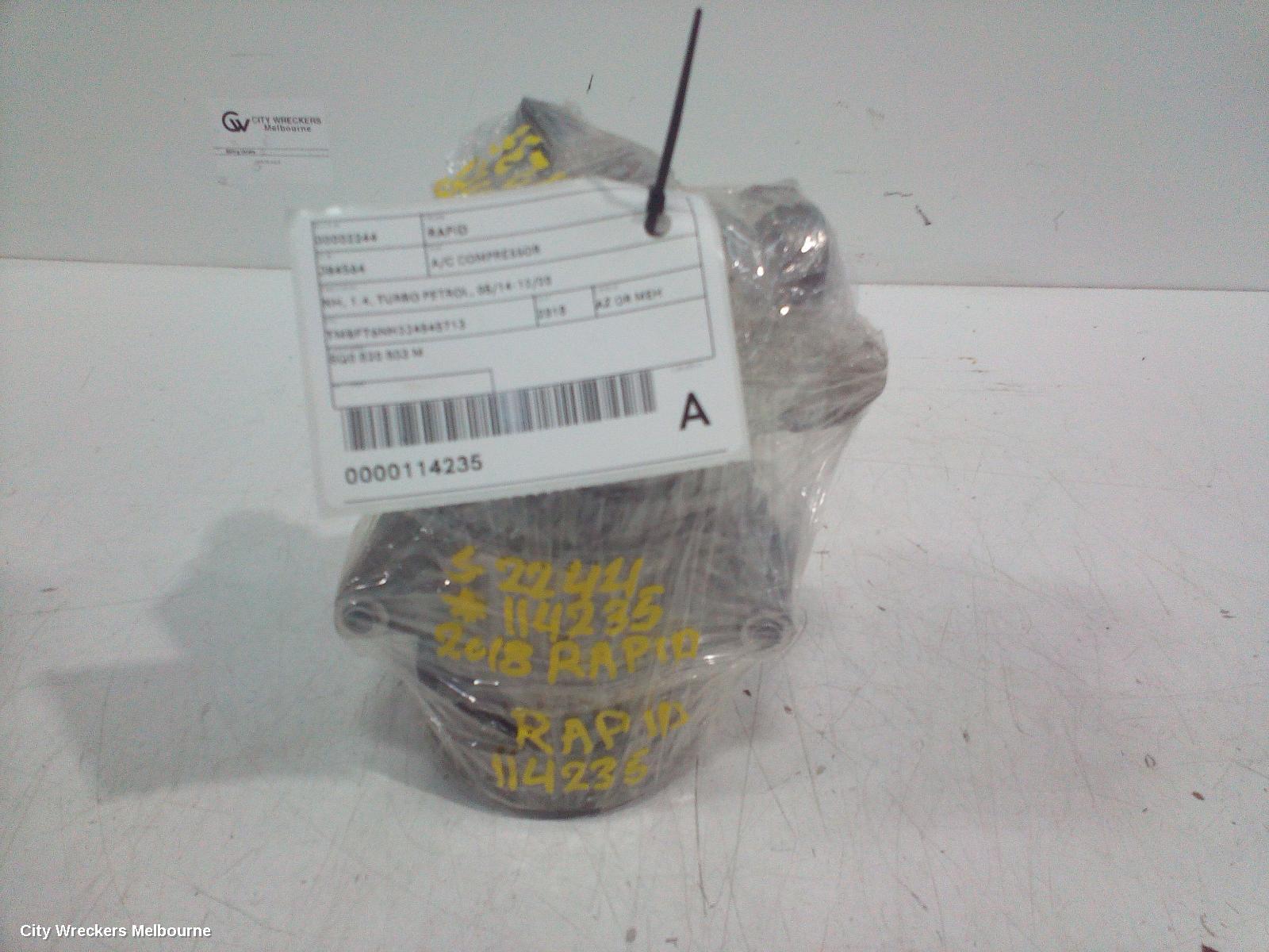 SKODA RAPID A/C COMPRESSOR, NH, 1.4, TURBO PETROL, 05/2014 - 12/2020