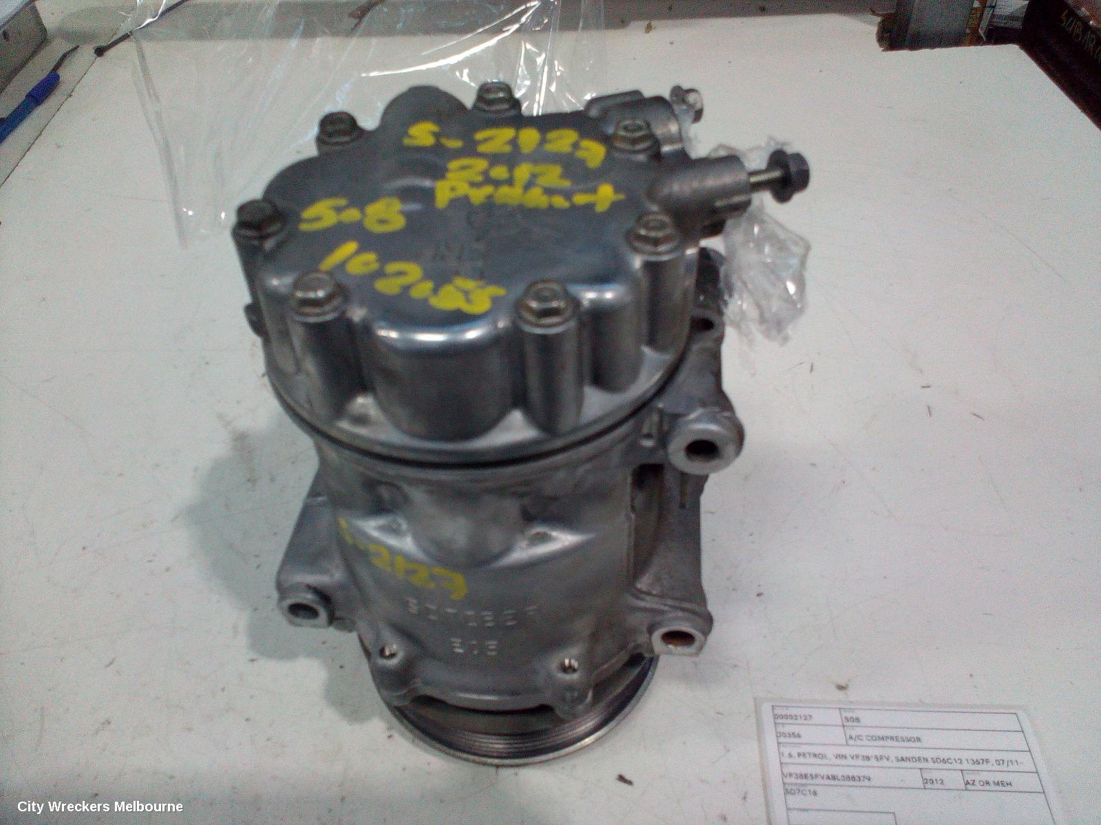 PEUGEOT 508 A/C COMPRESSOR, 1.6, PETROL, VIN VF38*5FV, SANDEN SD6C12 1367F, 07/2011 - 02/2015