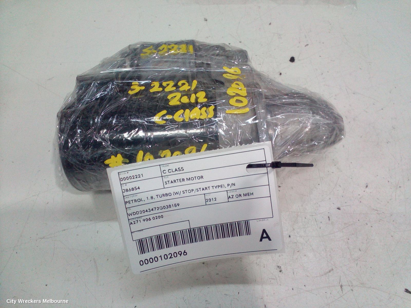 MERCEDES C CLASS STARTER, PETROL, 1.8, TURBO (W/ STOP/START TYPE), P/N A2719060200, W204/C204, 01/2010 - 01/2015