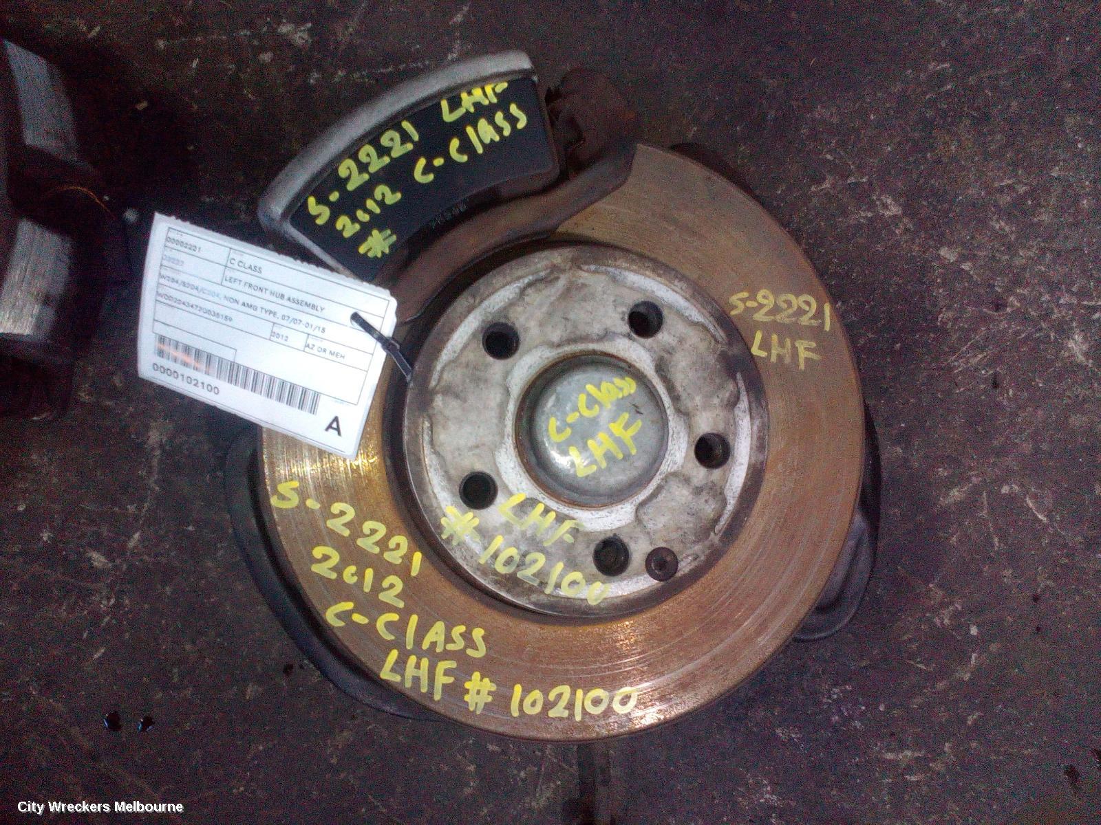 MERCEDES C CLASS LEFT FRONT HUB ASSEMBLY, W204/S204/C204, NON AMG TYPE, 07/2007 - 01/2015
