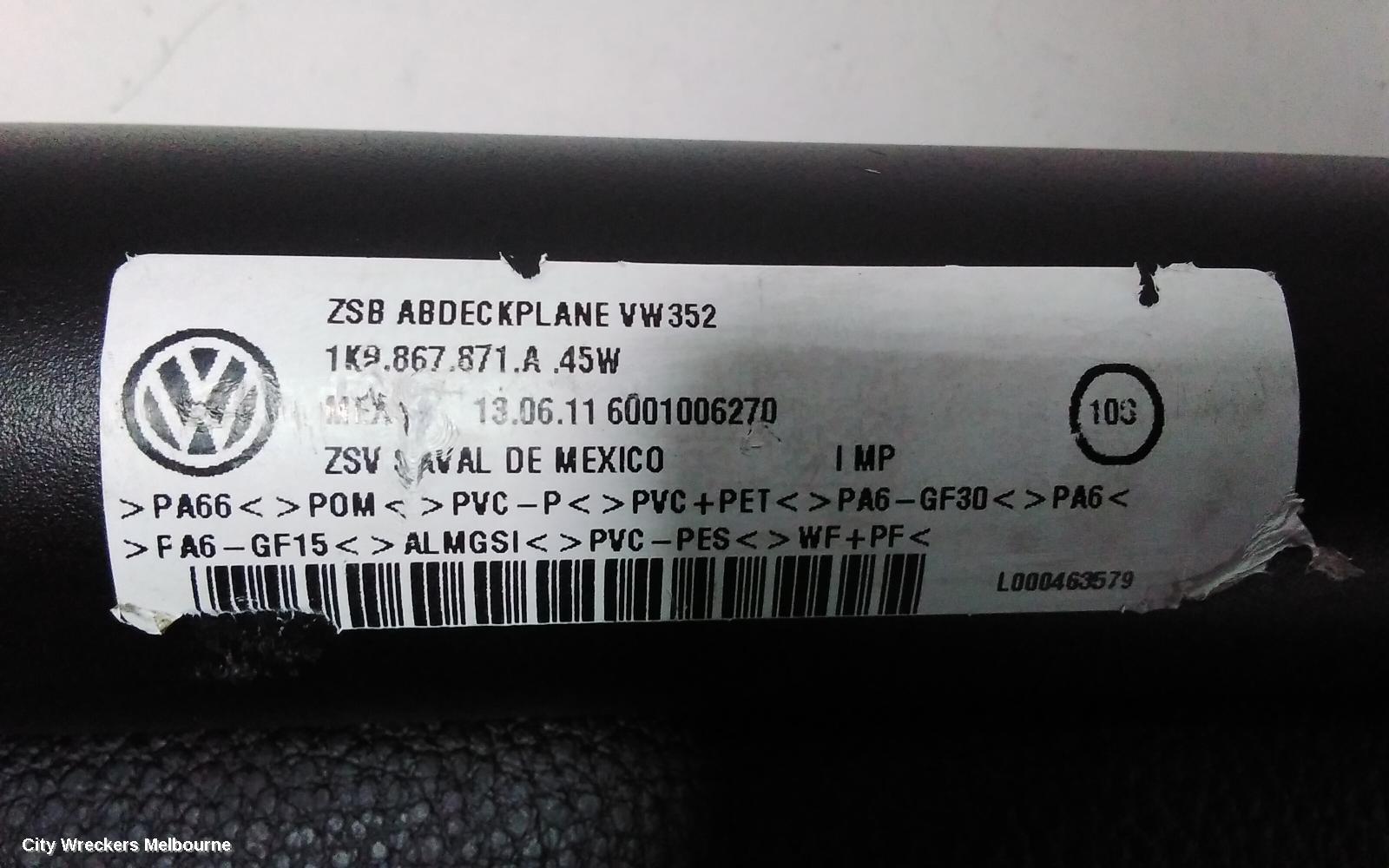 VOLKSWAGEN GOLF PARCEL SHELF CARGO BLIND, GEN 6, WAGON, 09/2009 - 03/2013