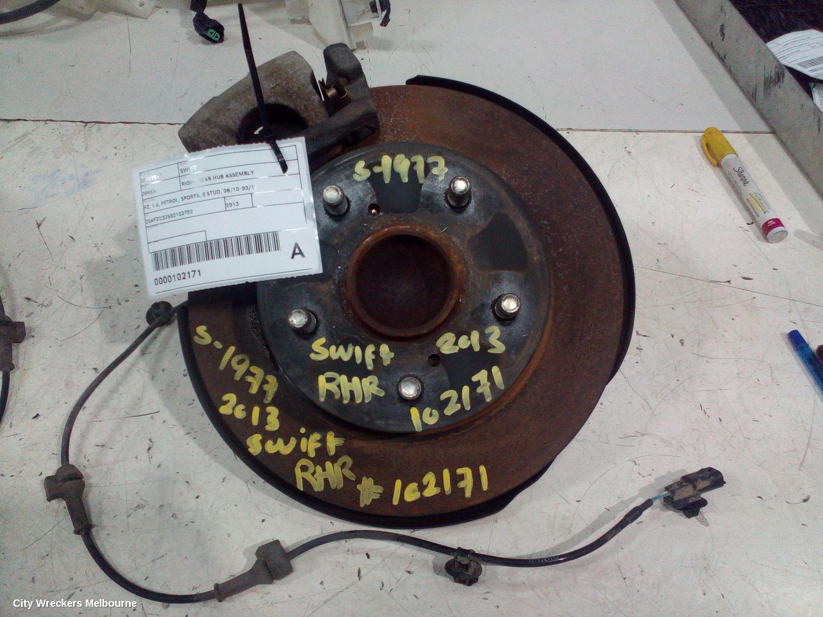 SUZUKI SWIFT RIGHT REAR HUB ASSEMBLY, FZ, 1.6, PETROL, SPORTS, 5 STUD, 08/2010 - 03/2017