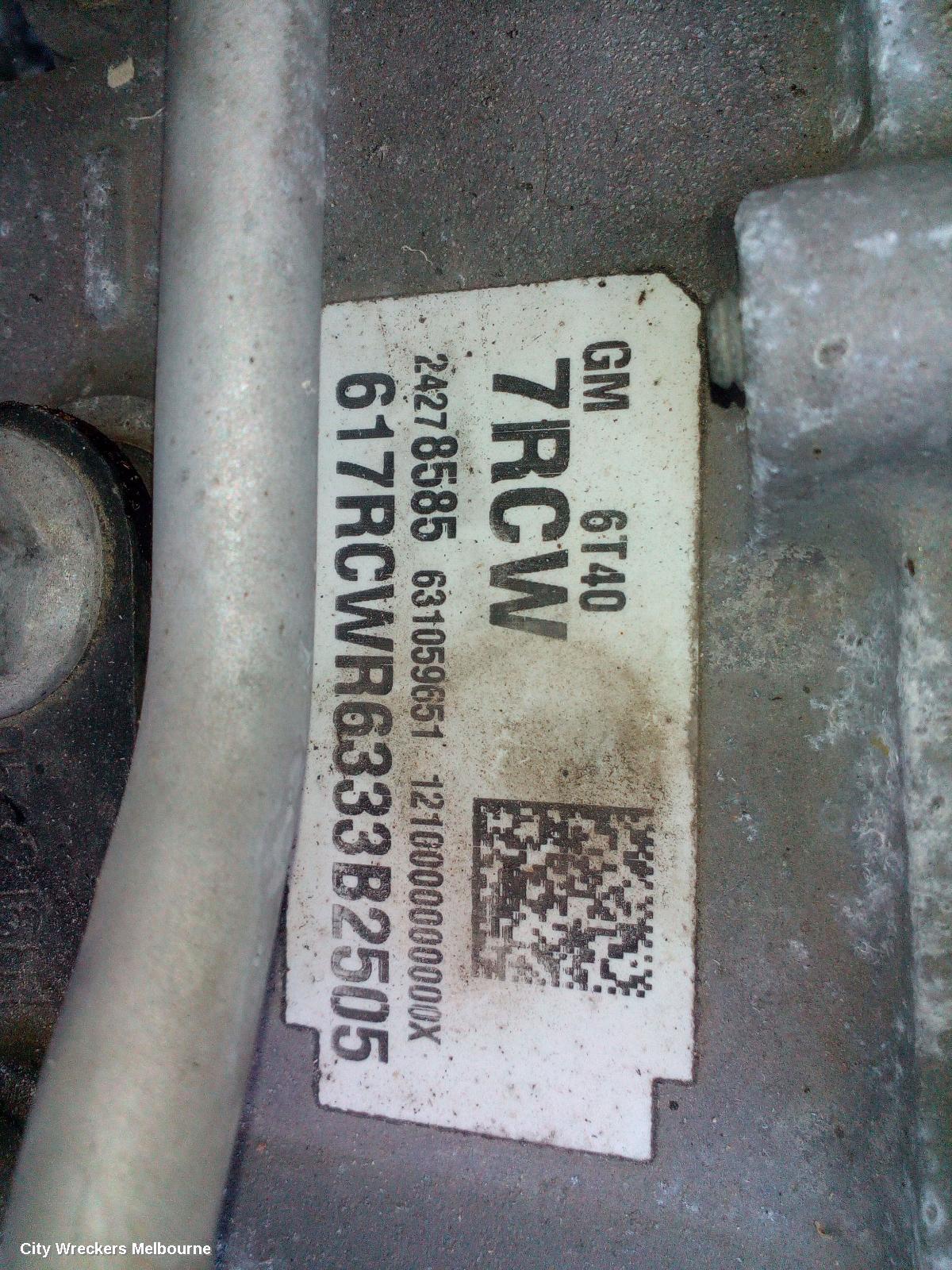 HOLDEN TRAX TRANS/GEARBOX, AUTO, PETROL, 1.4, TURBO, 7RCW TAG, TJ SERIES, 10/2016 - 12/2020