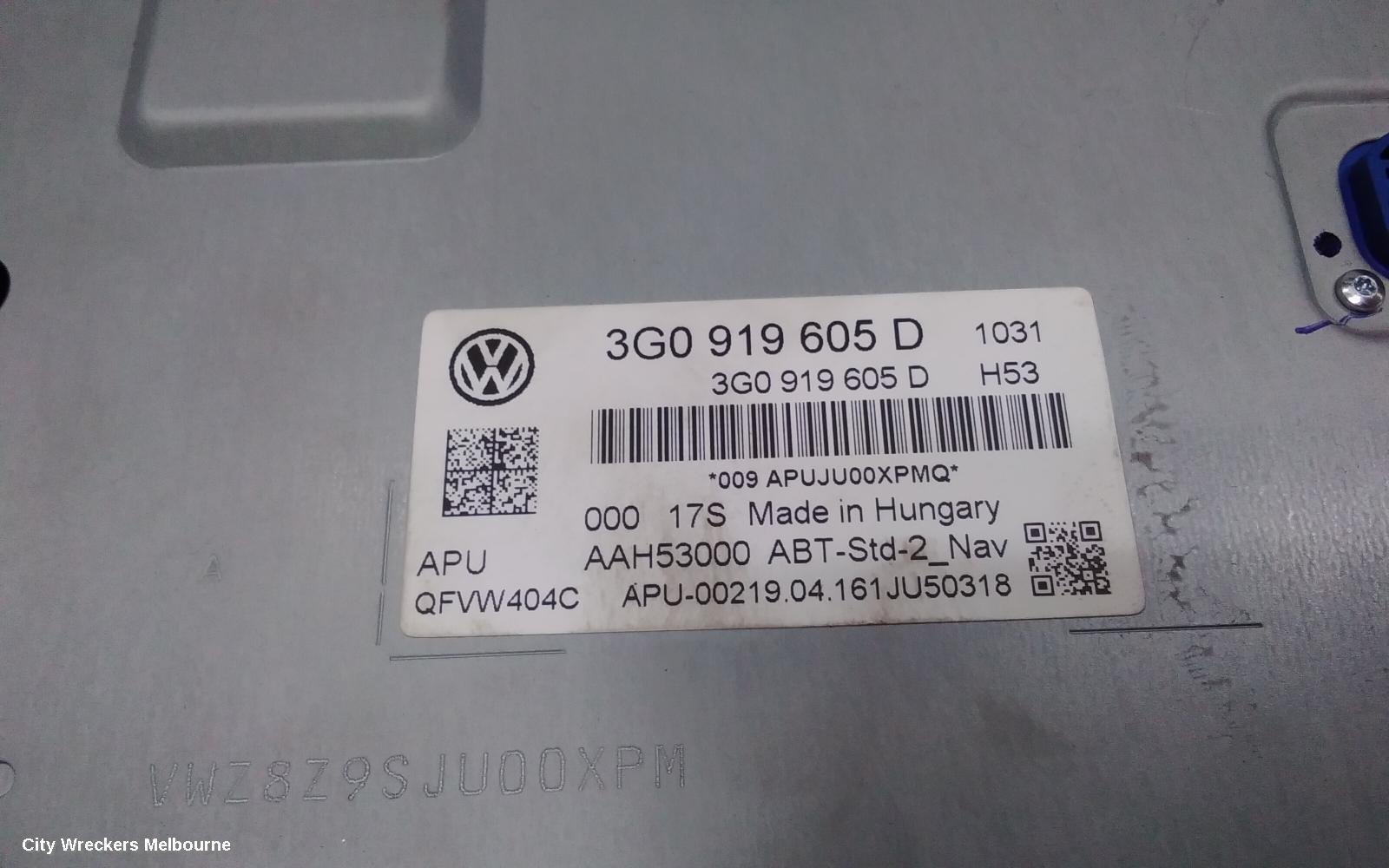 VOLKSWAGEN PASSAT RADIO/CD/DVD/SAT/TV, DISPLAY UNIT, 8IN, DISCOVER PRO AUDIO, SAT NAV TYPE, B8/MK7, 06/2015 - 10/2019