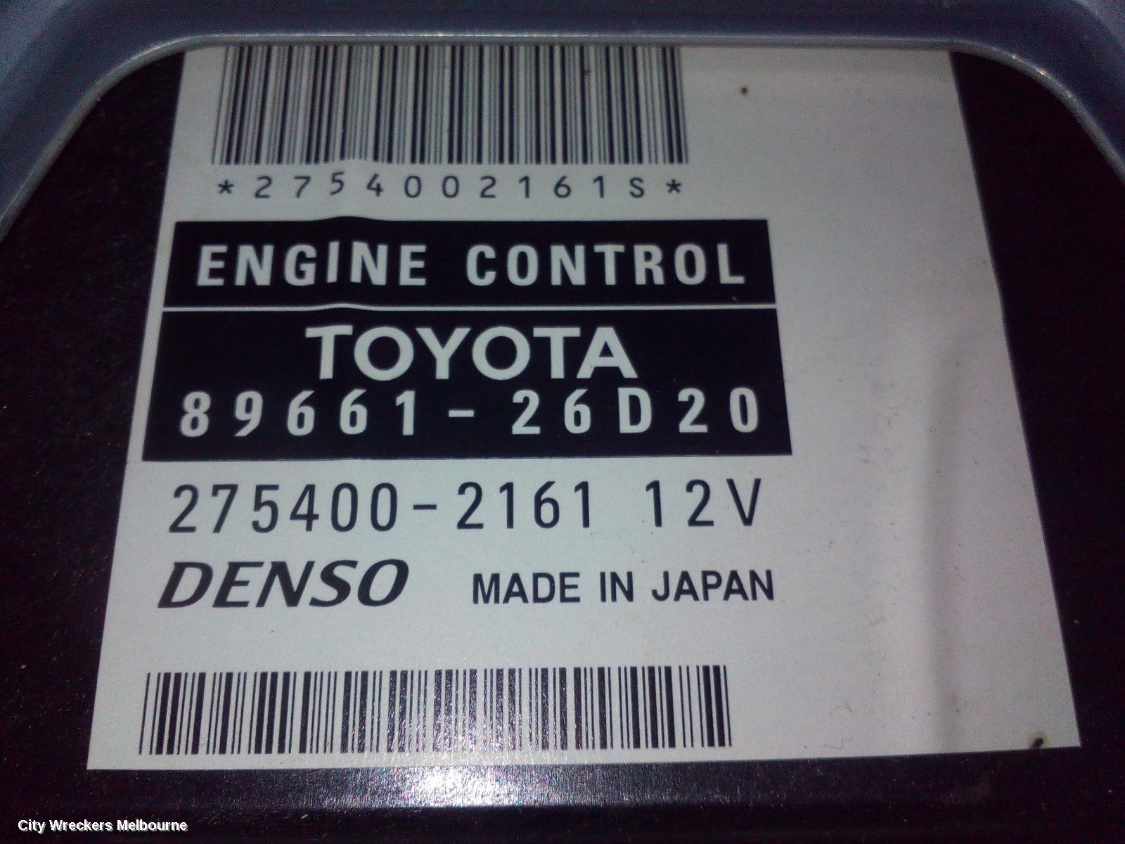 TOYOTA HIACE ECU, ENGINE ECU, 2.7, 2TR-FE, PETROL, AUTO T/M, 89661-26A20, ECU ONLY, TRH, 03/2005 - 04/2019