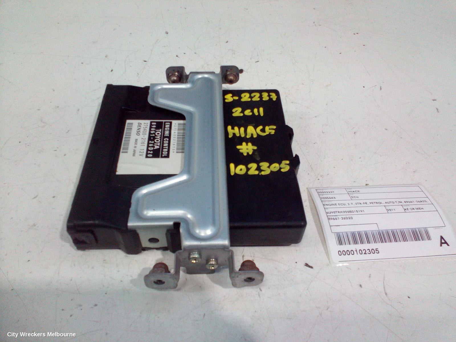 TOYOTA HIACE ECU, ENGINE ECU, 2.7, 2TR-FE, PETROL, AUTO T/M, 89661-26A20, ECU ONLY, TRH, 03/2005 - 04/2019