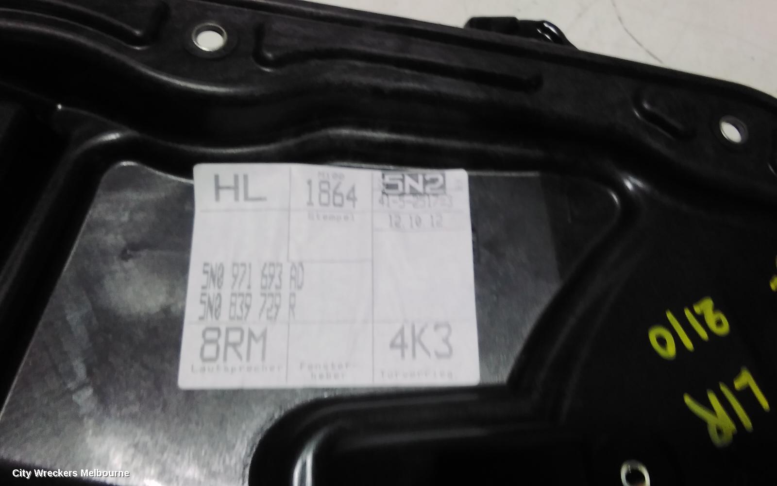 VOLKSWAGEN TIGUAN LEFT REAR WND REG/MOTOR, 5N, POWER, 05/2008 ONWARDS