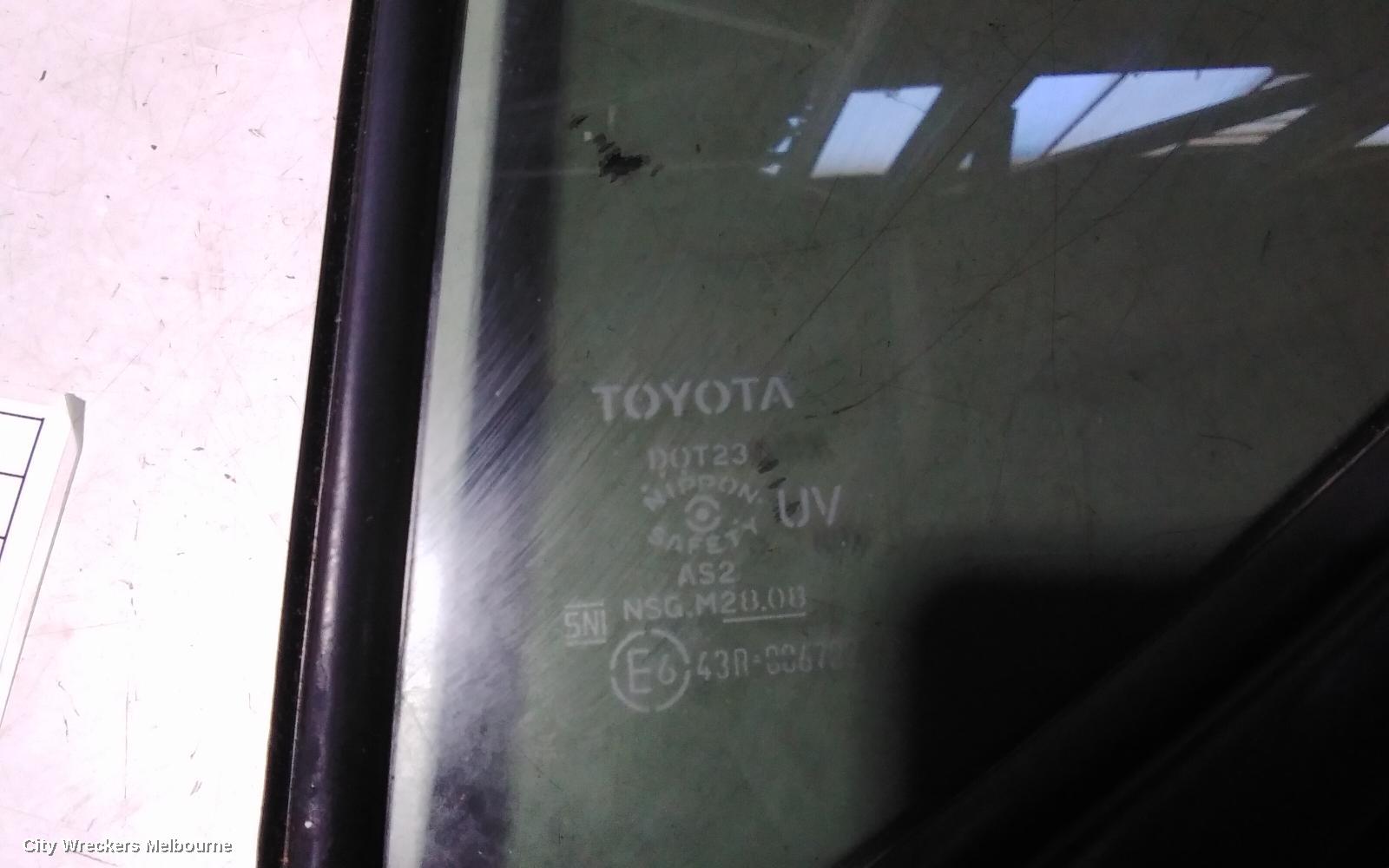 TOYOTA PRIUS LEFT REAR 1/4 DOOR GLASS, NHP10, PRIUS C, 12/2011 - 03/2020