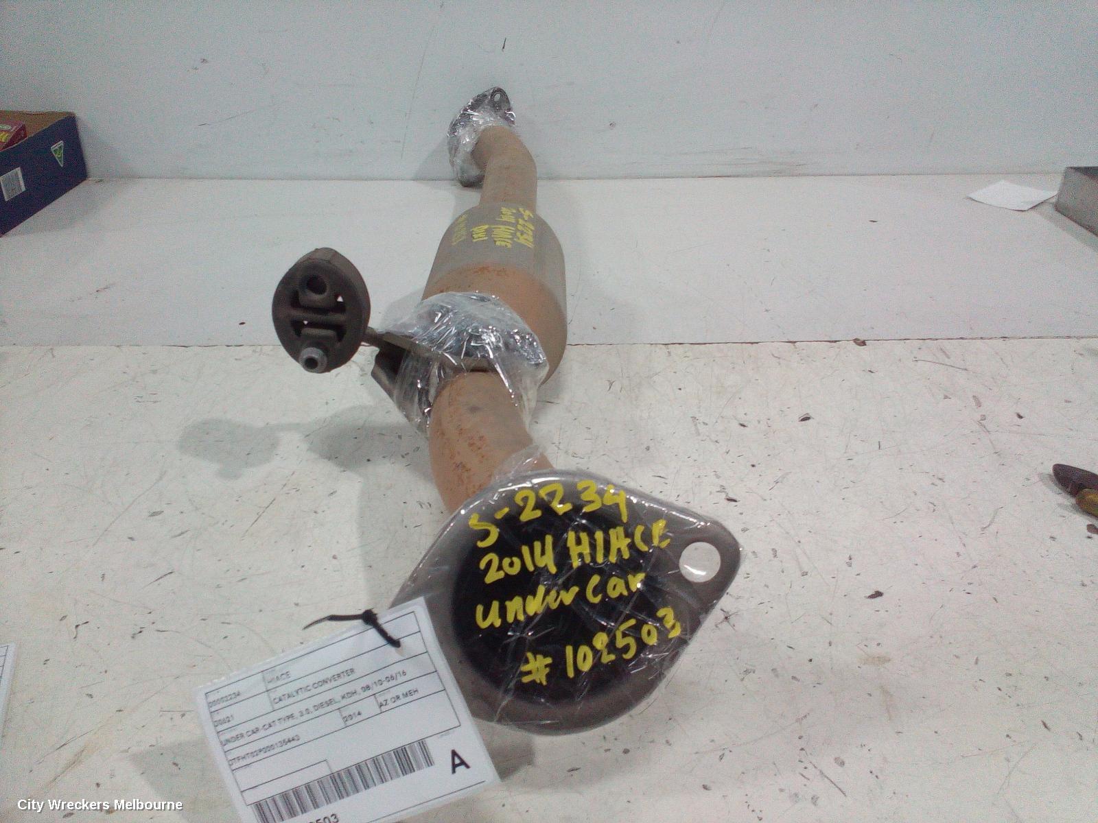 TOYOTA HIACE CATALYTIC CONVERTER, UNDER CAR-CAT TYPE, 3.0, DIESEL, KDH, 08/2010 - 06/2016