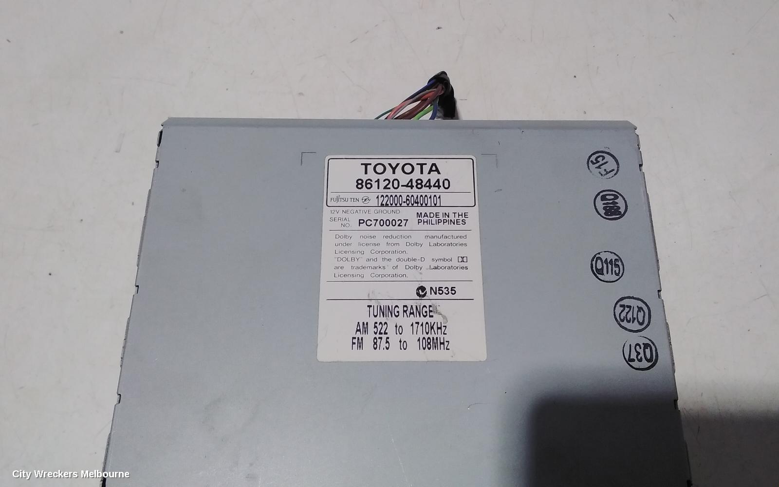 TOYOTA KLUGER RADIO/CD/DVD/SAT/TV, RADIO/TAPE/CD, MCU28R, CV,01/2001 - 04/2007