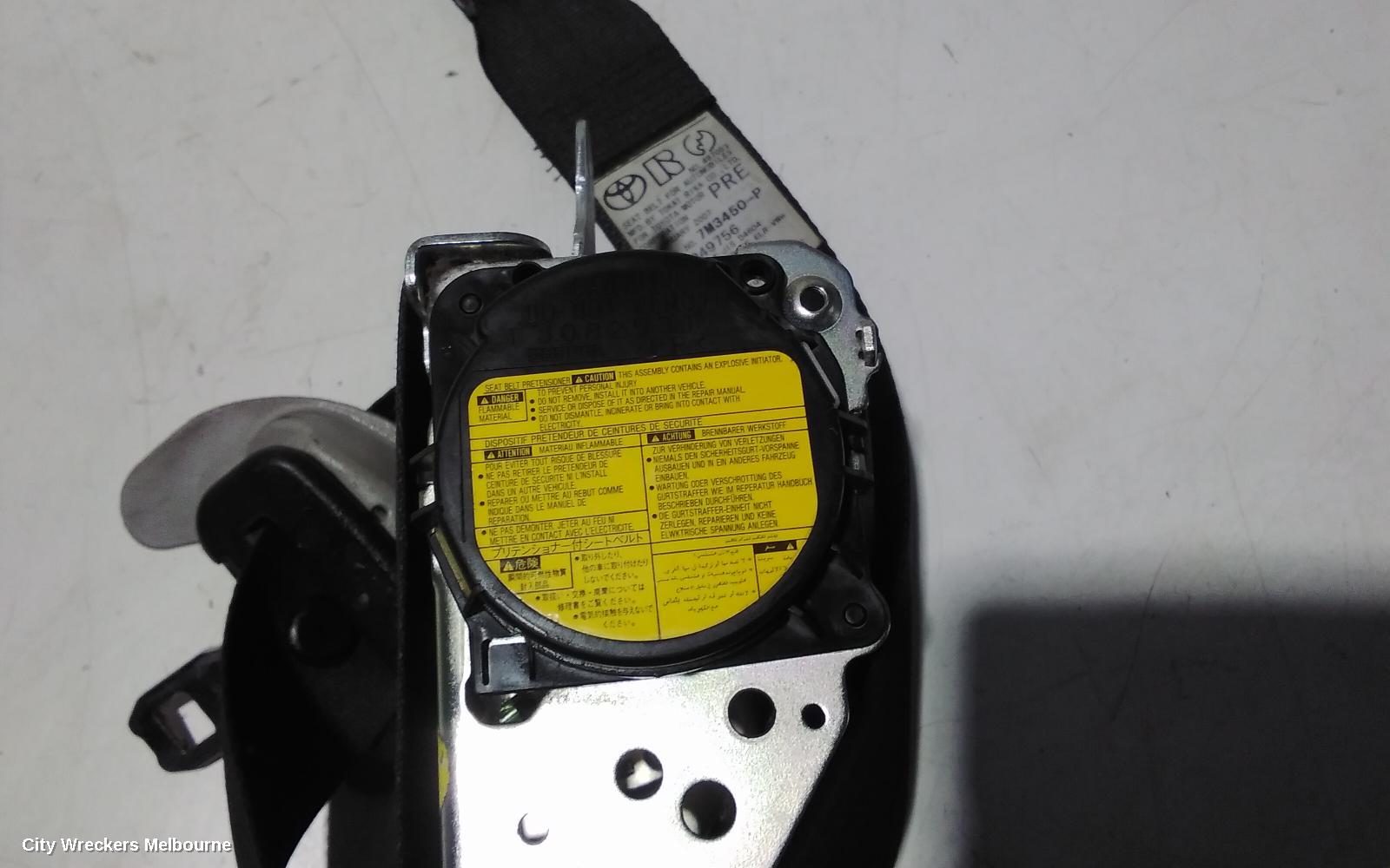 TOYOTA TARAGO SEATBELT/STALK, RH FRONT, SEAT BELT ONLY, GREY, ACR50R, 03/2006 - 03/2012