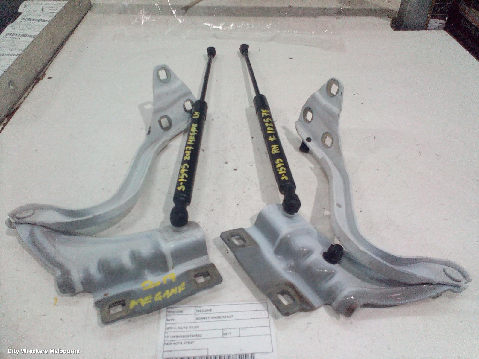 RENAULT MEGANE BONNET HINGE/STRUT, GEN 4, 06/2016 - 02/2020