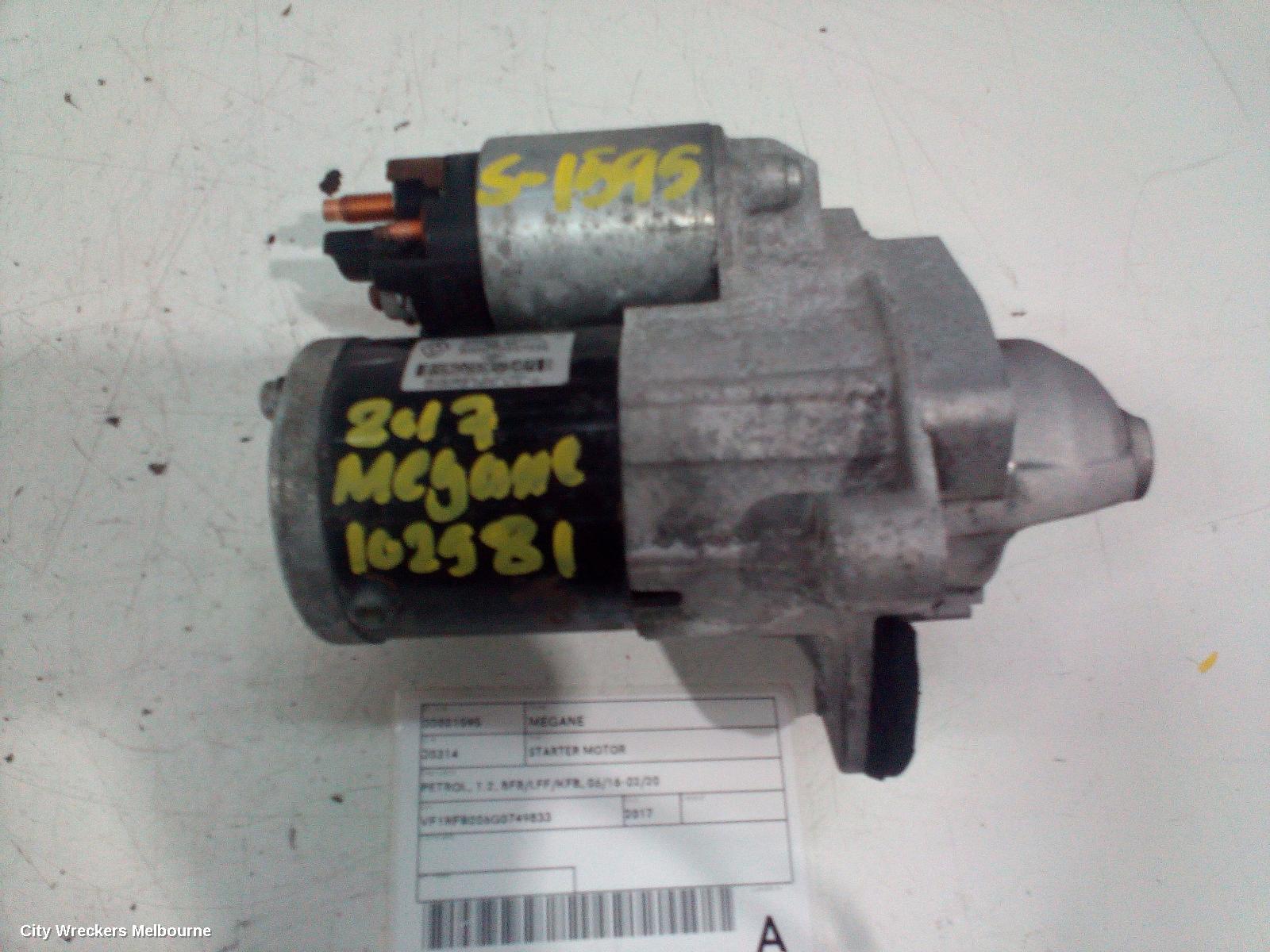 RENAULT MEGANE STARTER, PETROL, 1.2, BFB/LFF/KFB, 06/2016 - 02/2020