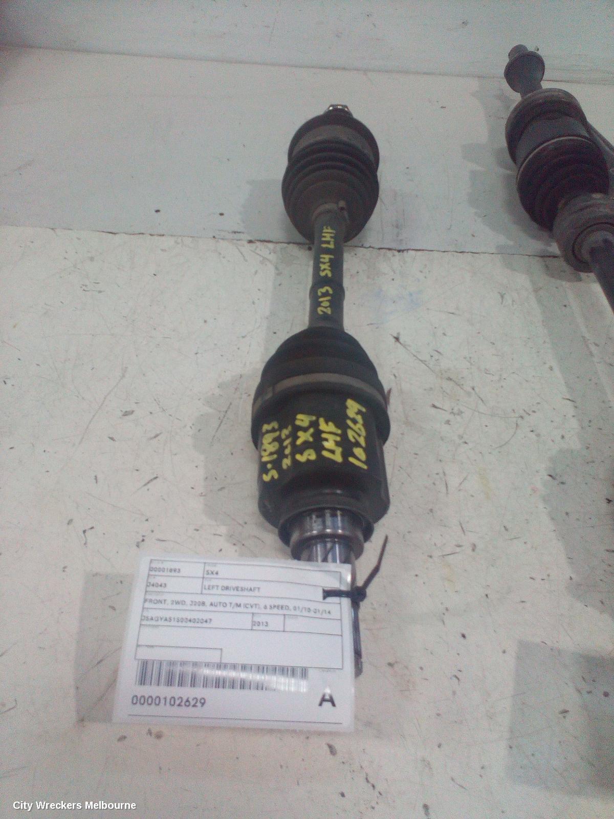SUZUKI SX4 LEFT DRIVESHAFT, FRONT, 2WD, J20B, AUTO T/M (CVT), 6 SPEED, 01/2010 - 01/2014