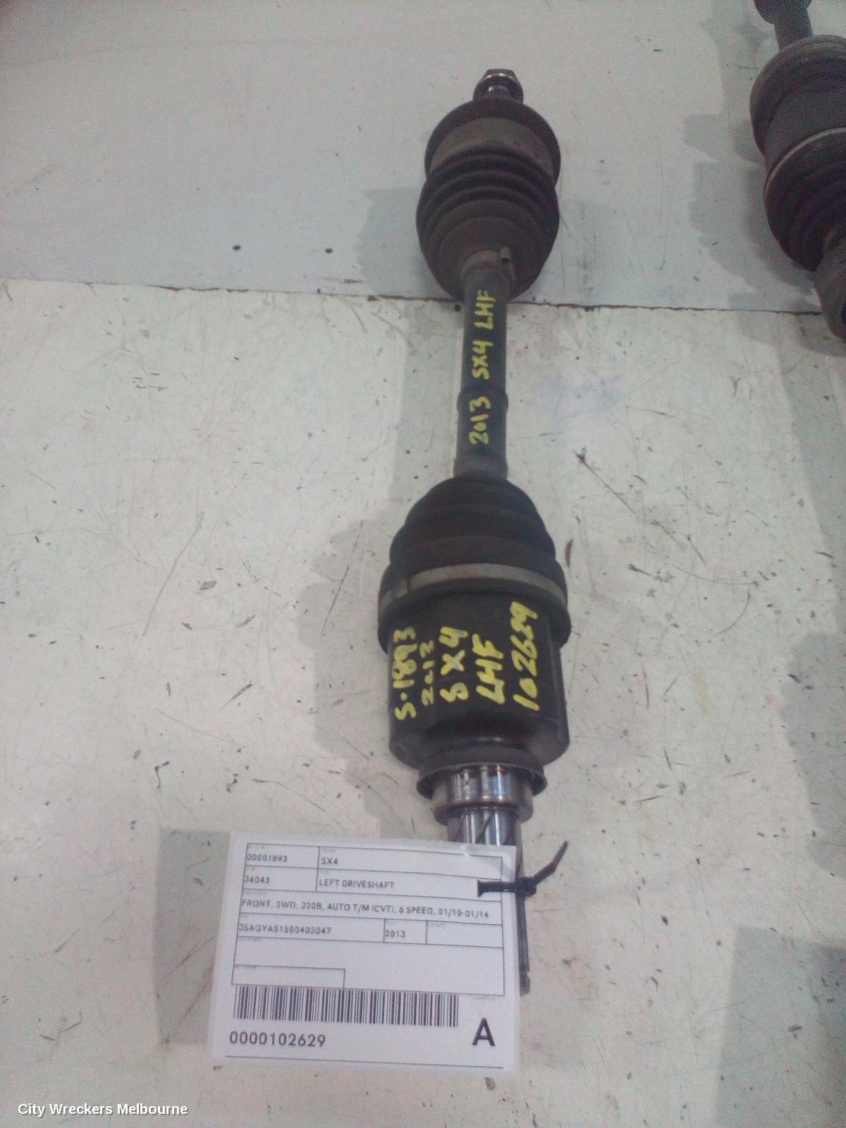 SUZUKI SX4 LEFT DRIVESHAFT, FRONT, 2WD, J20B, AUTO T/M (CVT), 6 SPEED, 01/2010 - 01/2014