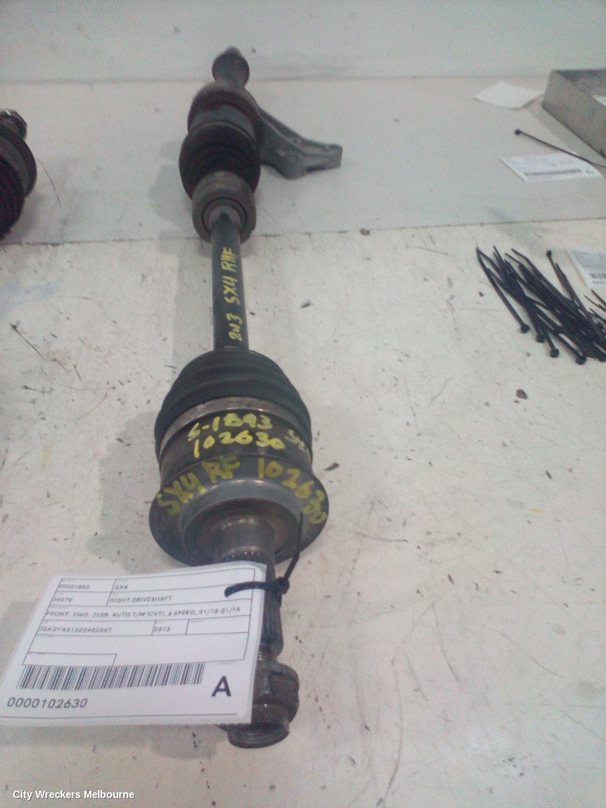 SUZUKI SX4 RIGHT DRIVESHAFT, FRONT, 2WD, J20B, AUTO T/M (CVT), 6 SPEED, 01/2010 - 01/2014