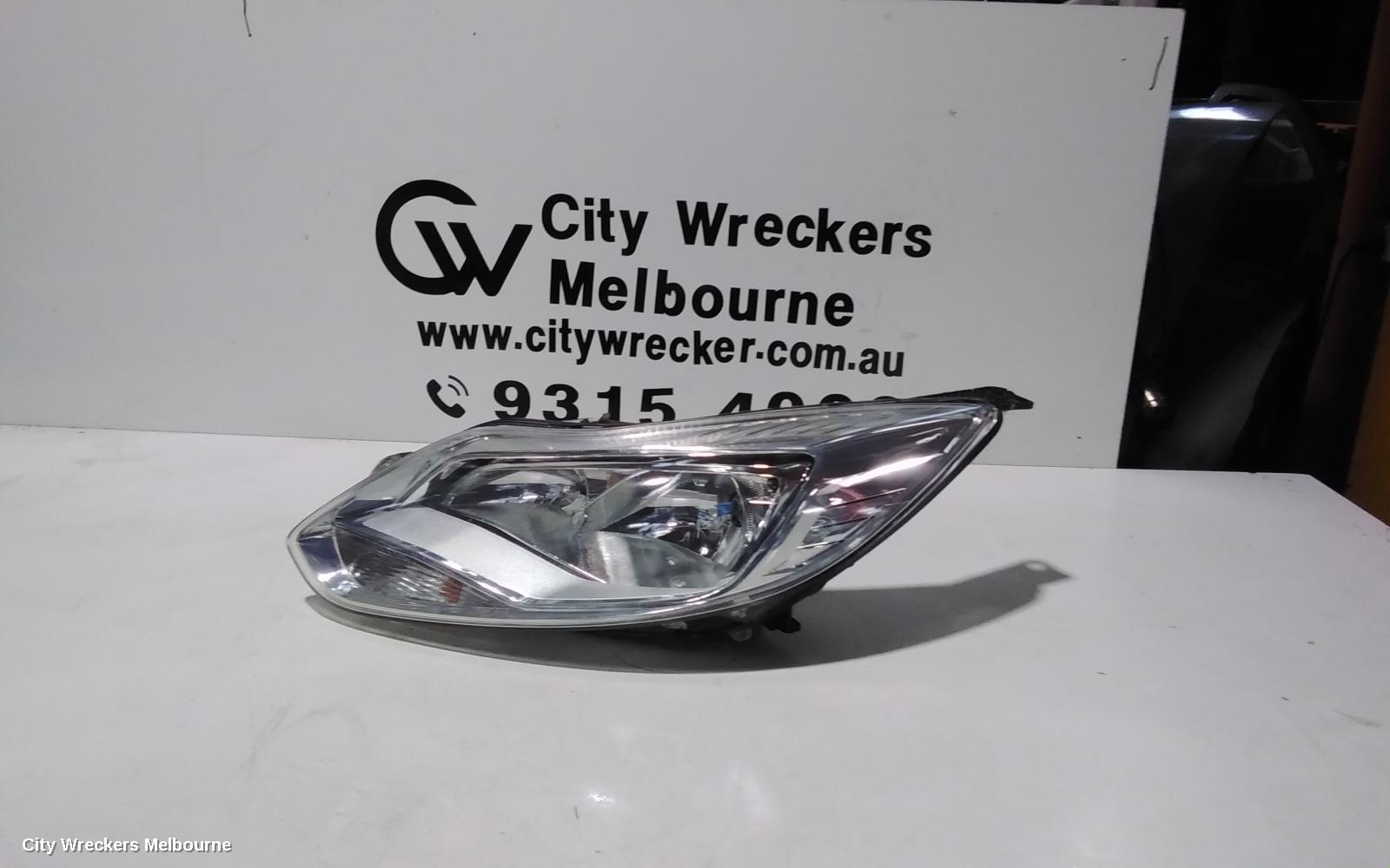 FORD FOCUS LEFT HEADLAMP, LW, AMBIENTE/TREND, HALOGEN TYPE, CHROME INSERT, 08/2012 - 08/2015