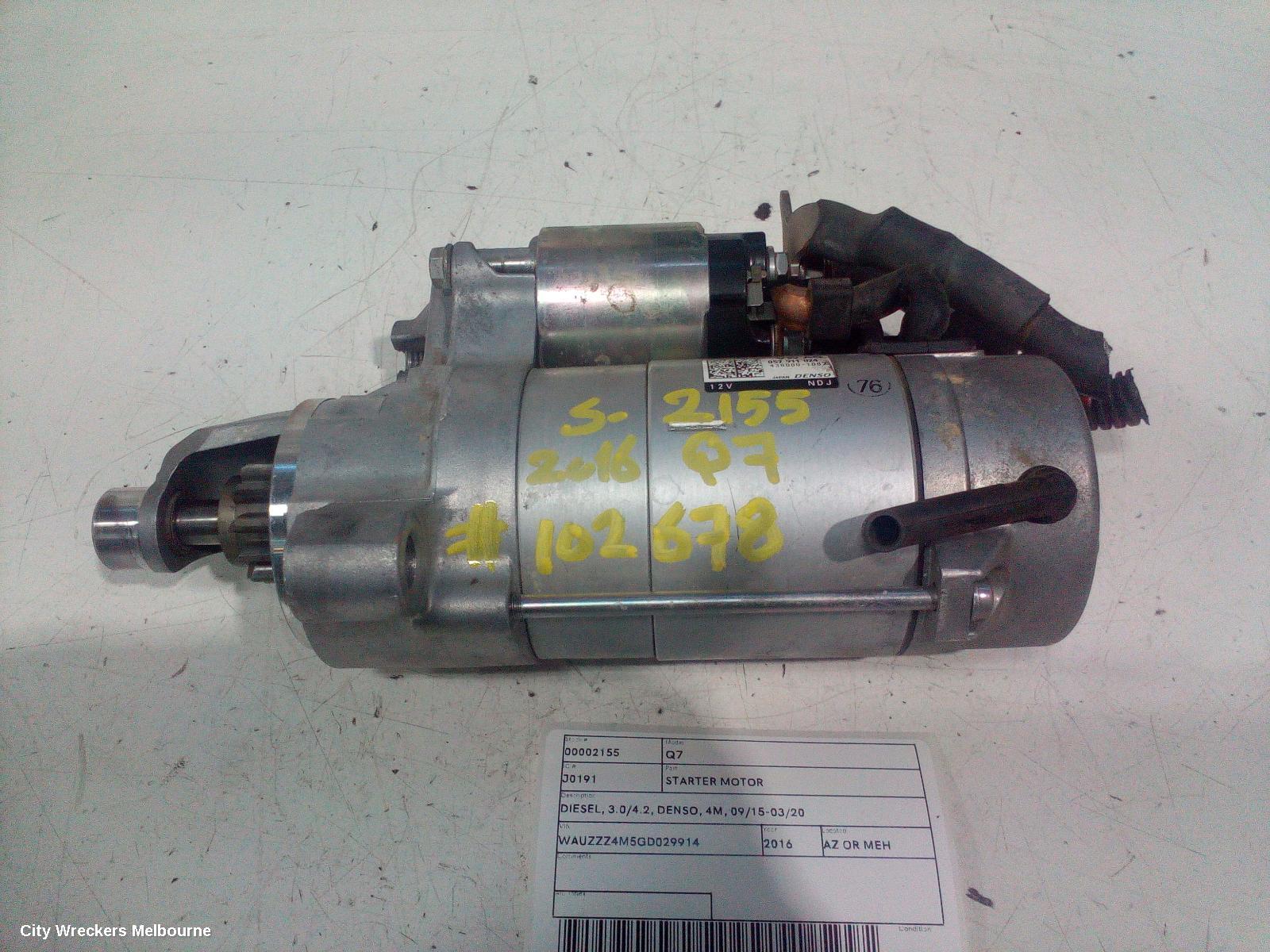 AUDI Q7 STARTER, DIESEL, 3.0/4.2, DENSO, 4M, 09/2015 - 03/2020