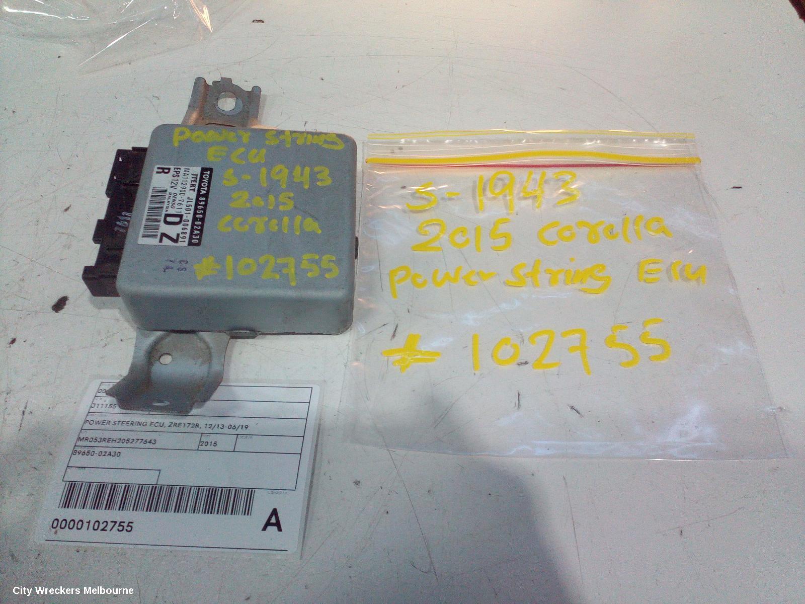 TOYOTA COROLLA ECU, POWER STEERING ECU, ZRE172R, 12/2013 - 06/2019