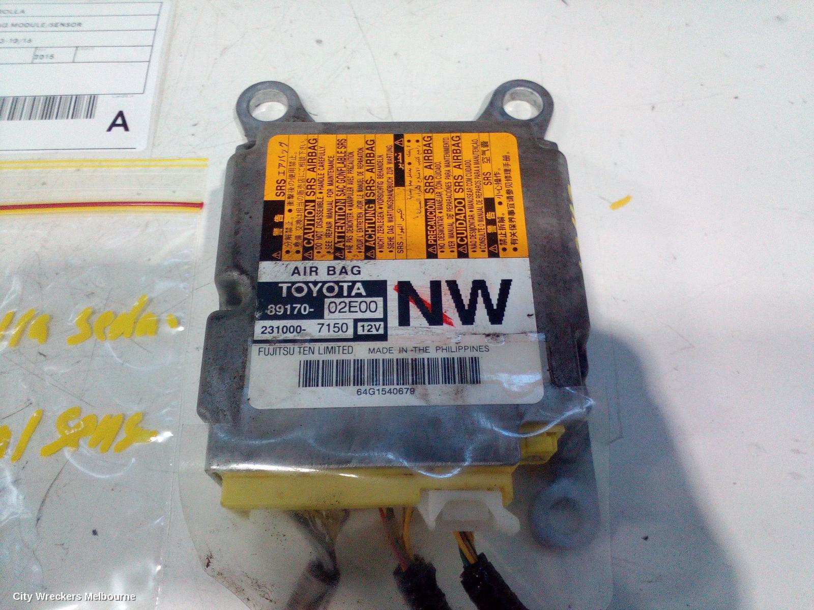 TOYOTA COROLLA AIRBAG MODULE/SENSOR, MODULE, ZRE172R, 12/2013 - 10/2016