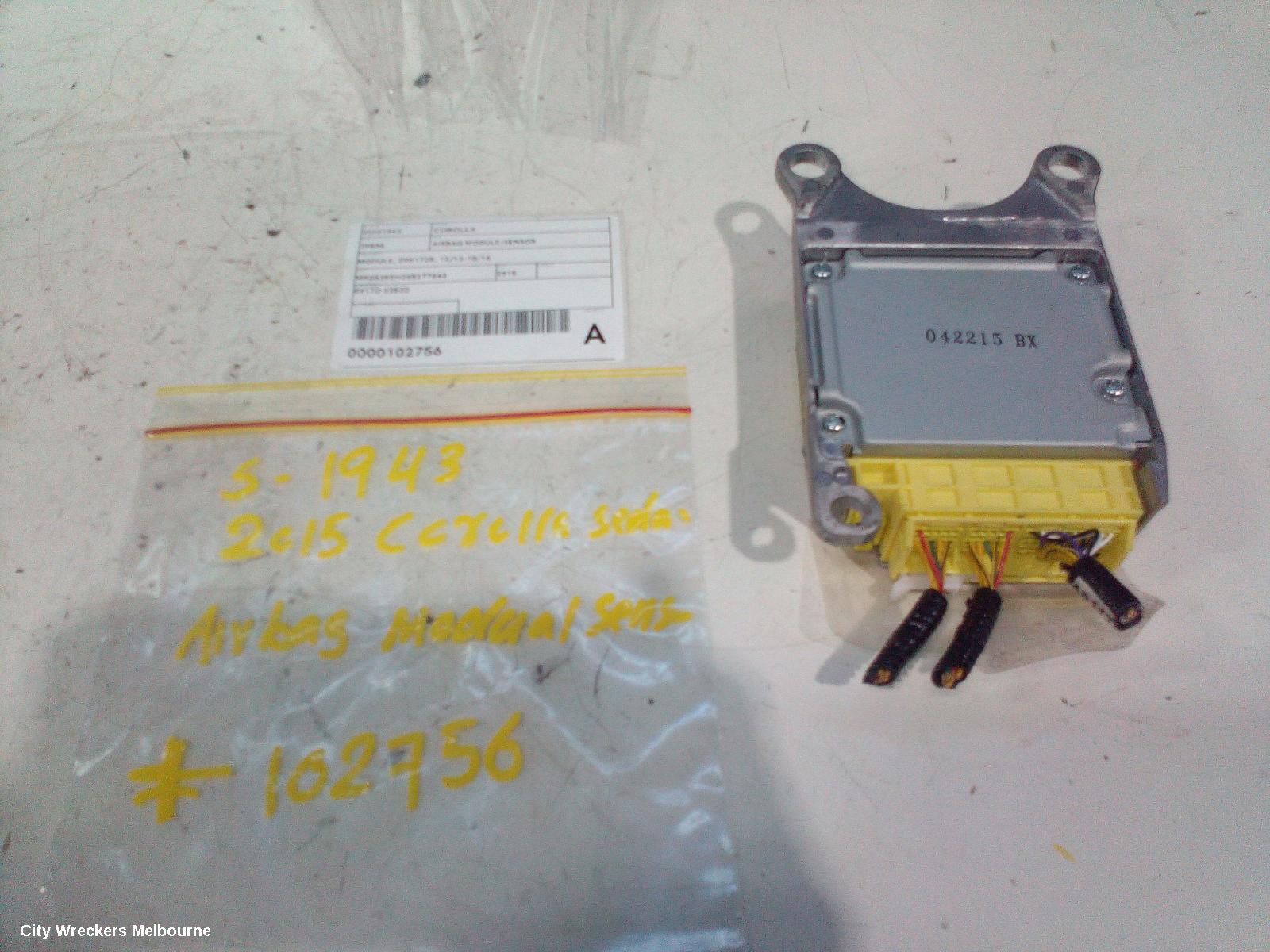 TOYOTA COROLLA AIRBAG MODULE/SENSOR, MODULE, ZRE172R, 12/2013 - 10/2016