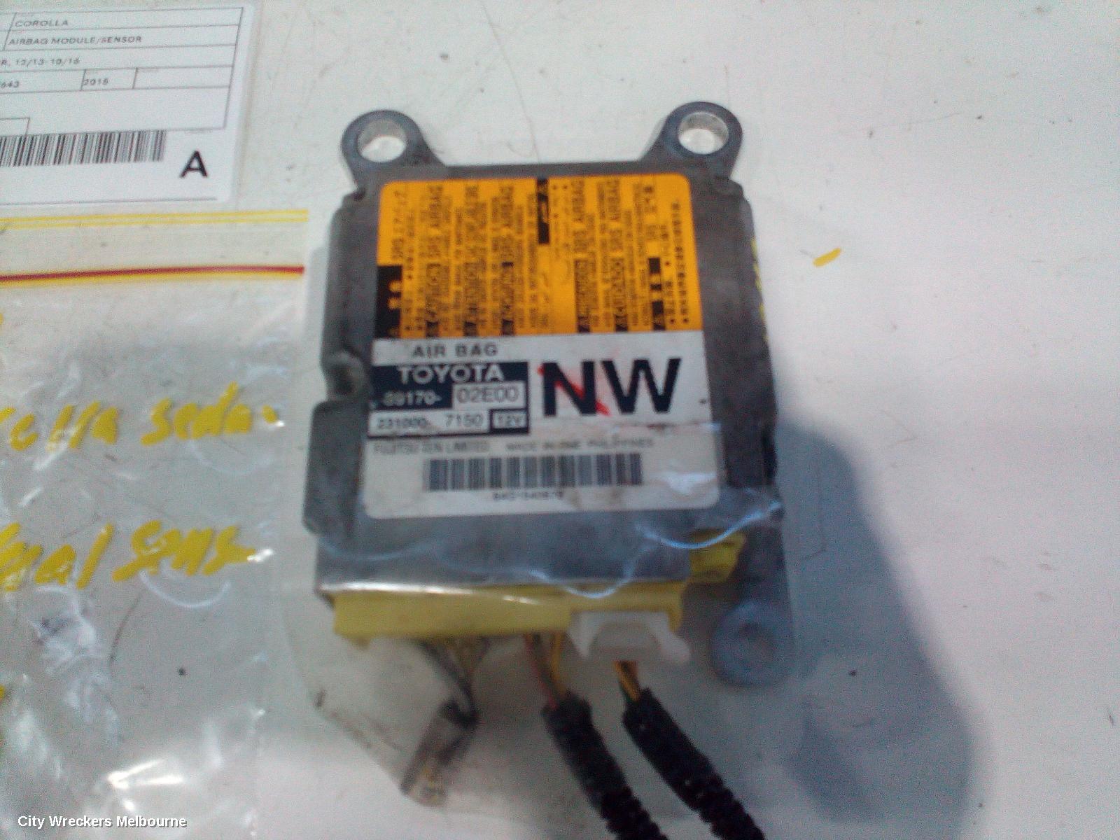TOYOTA COROLLA AIRBAG MODULE/SENSOR, MODULE, ZRE172R, 12/2013 - 10/2016