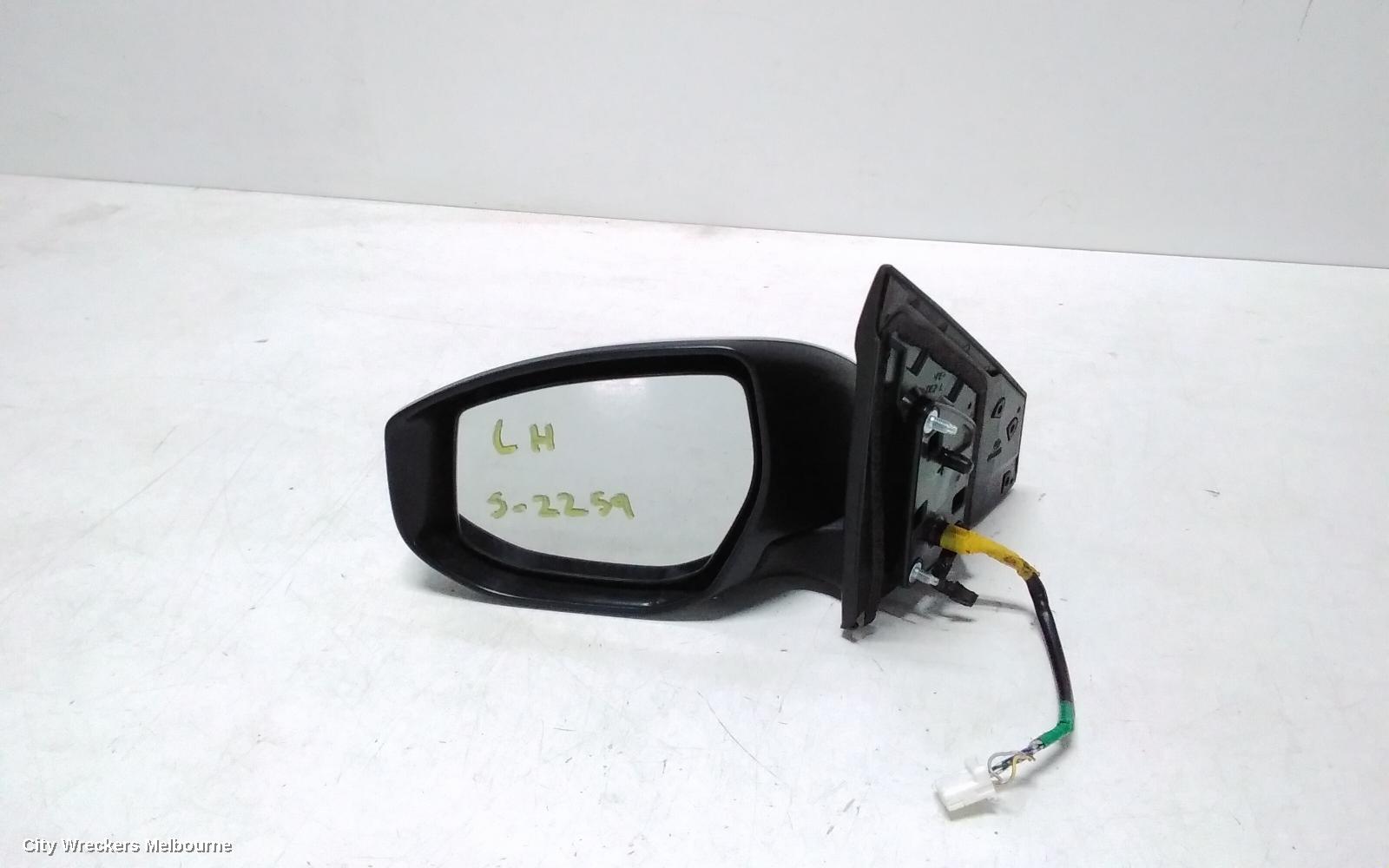 NISSAN PULSAR LEFT DOOR MIRROR, B17, SEDAN, MANUAL FOLD TYPE, 12/2012 - 12/2017