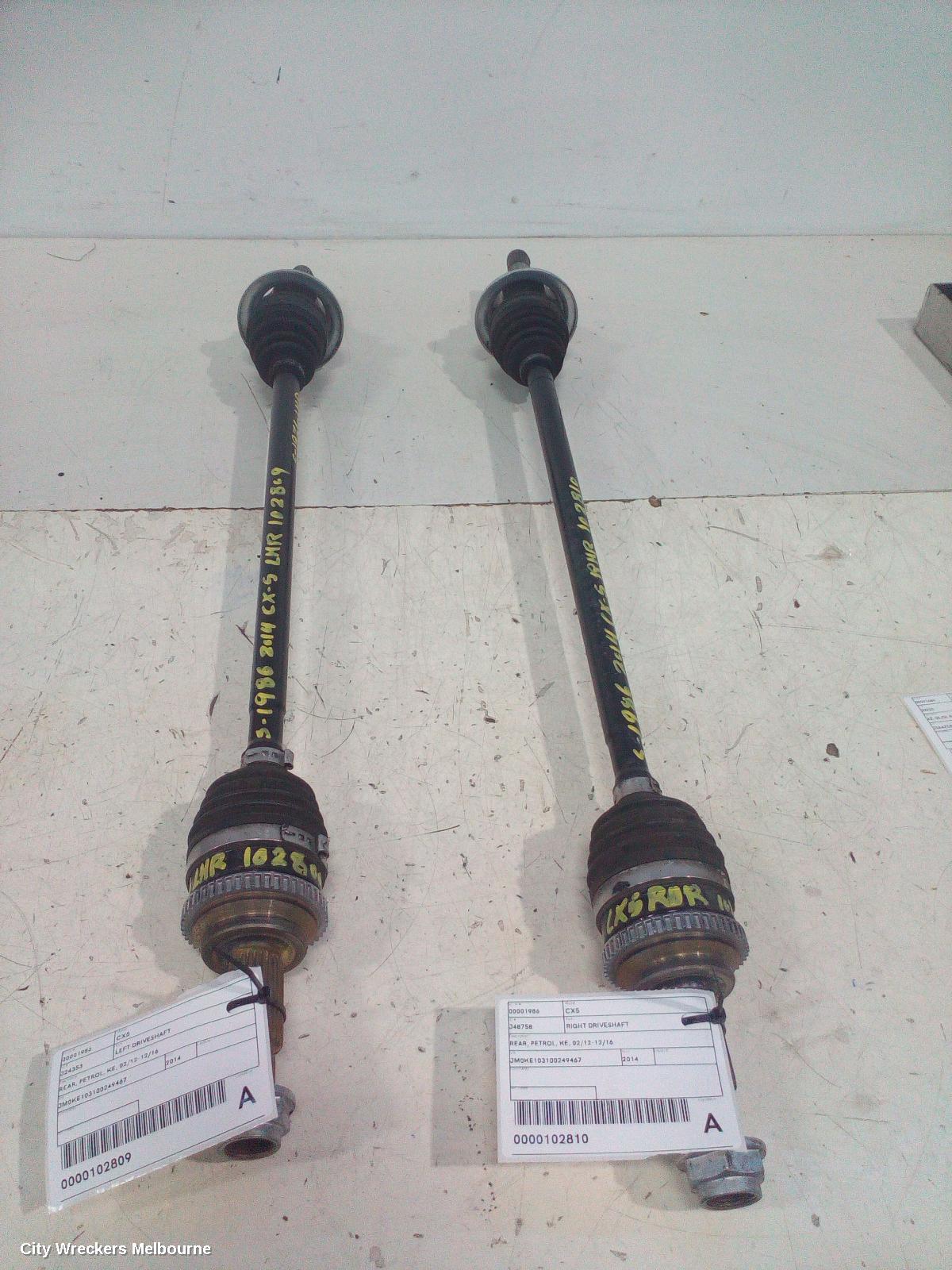 MAZDA CX5 LEFT DRIVESHAFT, REAR, PETROL, KE, 02/2012 - 12/2016