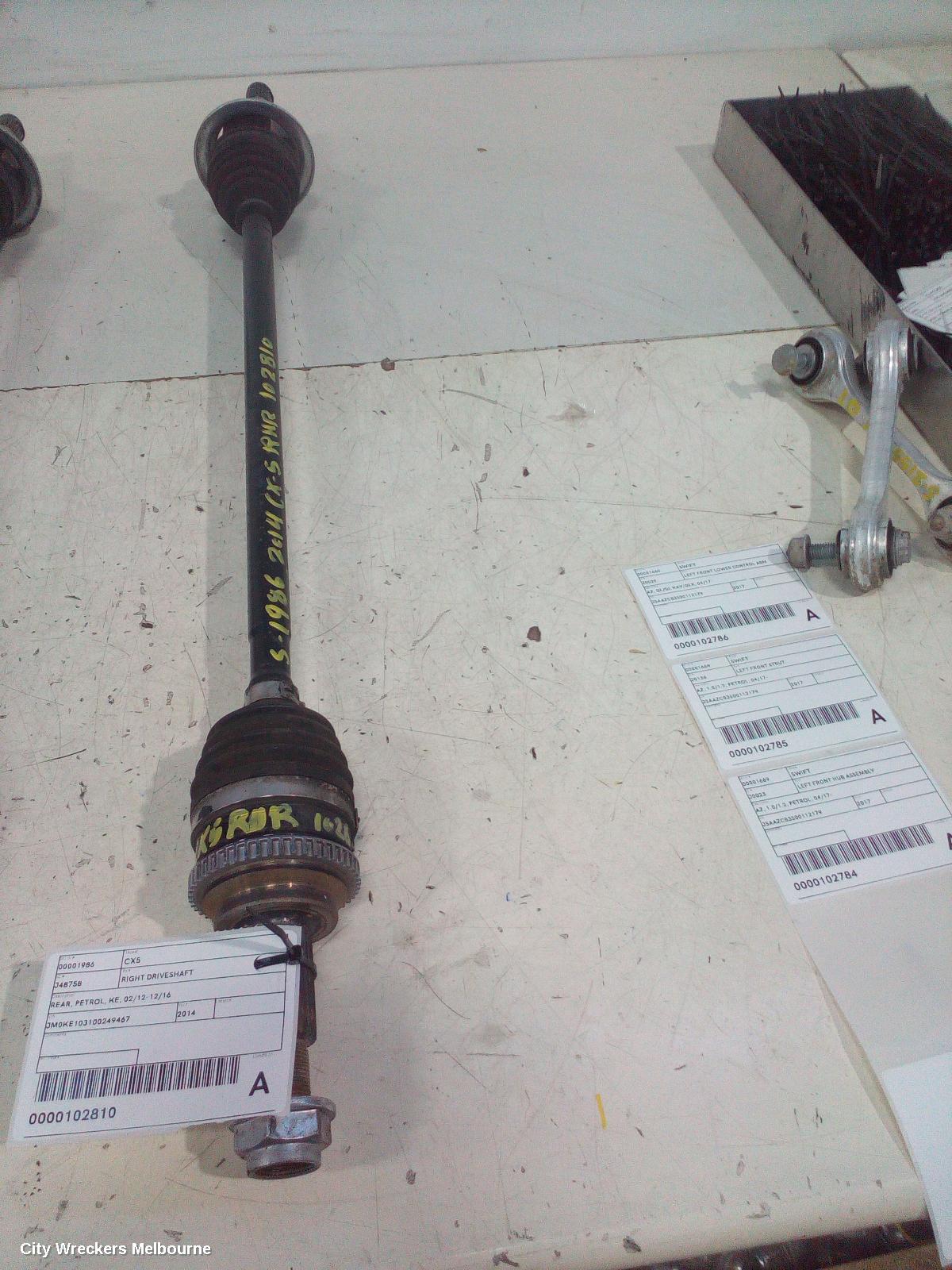 MAZDA CX5 RIGHT DRIVESHAFT, REAR, PETROL, KE, 02/2012 - 12/2016