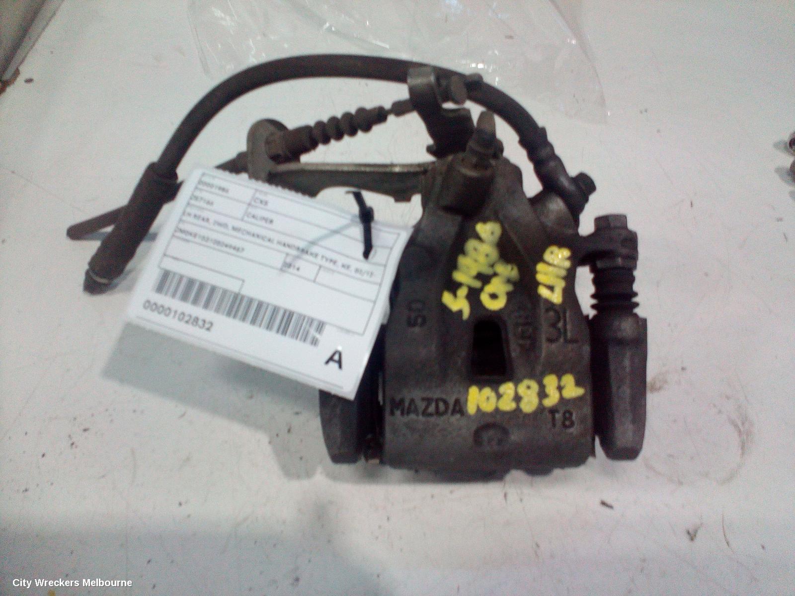 MAZDA CX5 CALIPER, LH REAR, 2WD, MECHANICAL HANDBRAKE TYPE, KE, 02/2012 - 12/2016