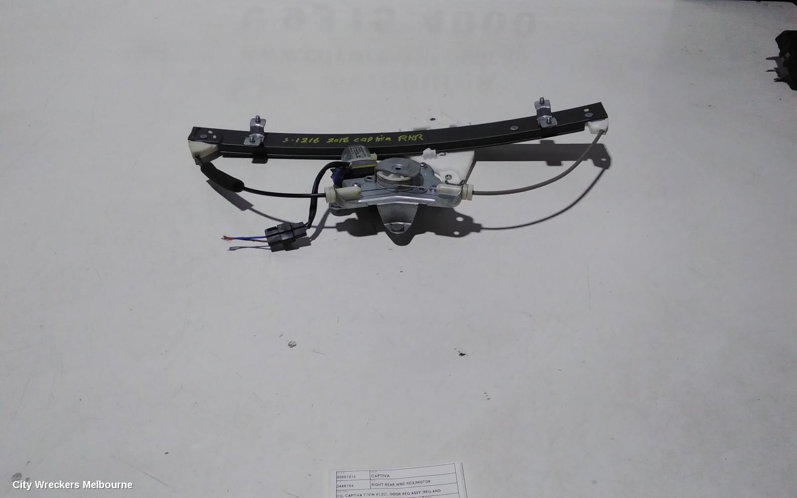 HOLDEN CAPTIVA RIGHT REAR WND REG/MOTOR, CG, CAPTIVA 7 (VIN KL3C), DOOR REG ASSY (REG AND MOTOR), 03/2009 - 06/2018