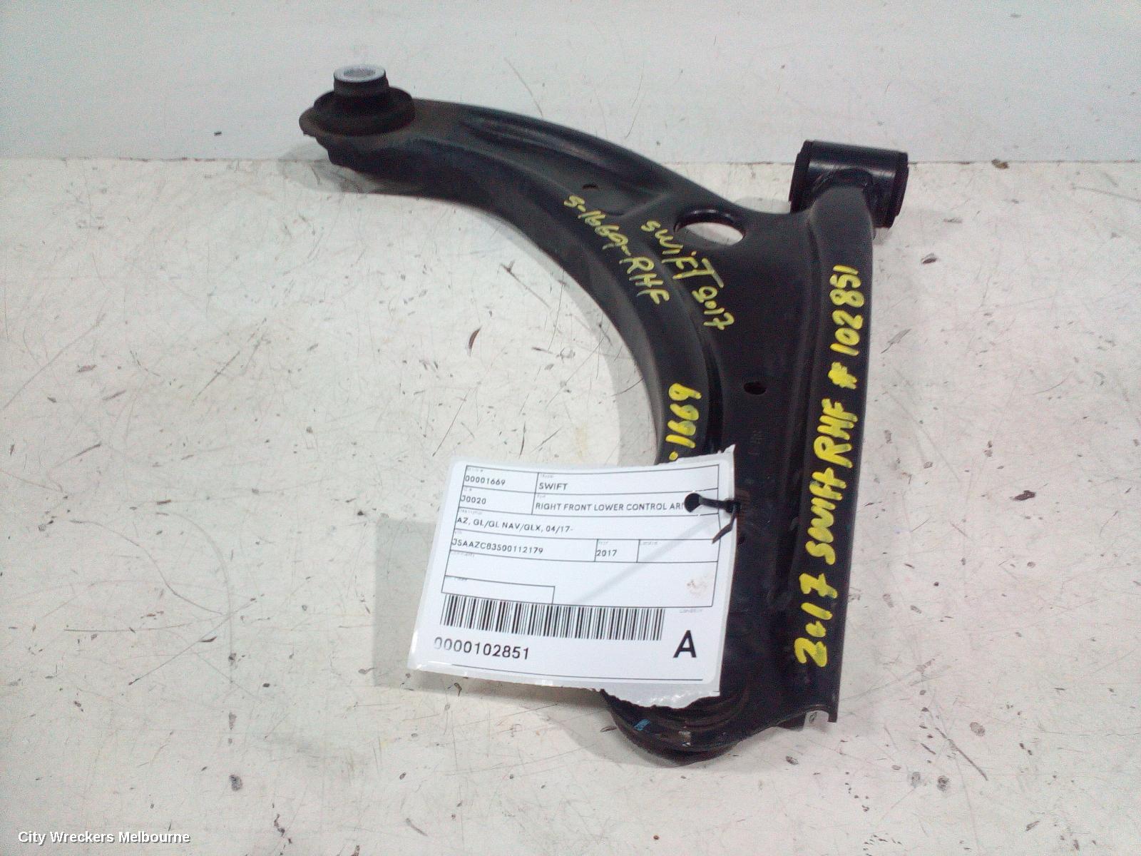 SUZUKI SWIFT RIGHT FRONT LOWER CONTROL ARM, AZ, GL/GL NAV/GLX, 04/2017 ONWARDS