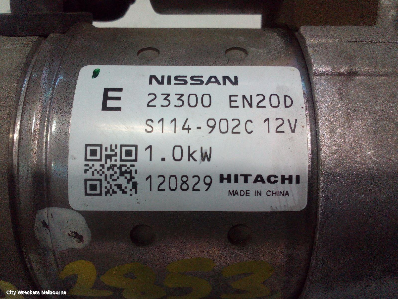 NISSAN DUALIS STARTER, 2.0, MR20, J10, 10/2007 - 05/2014