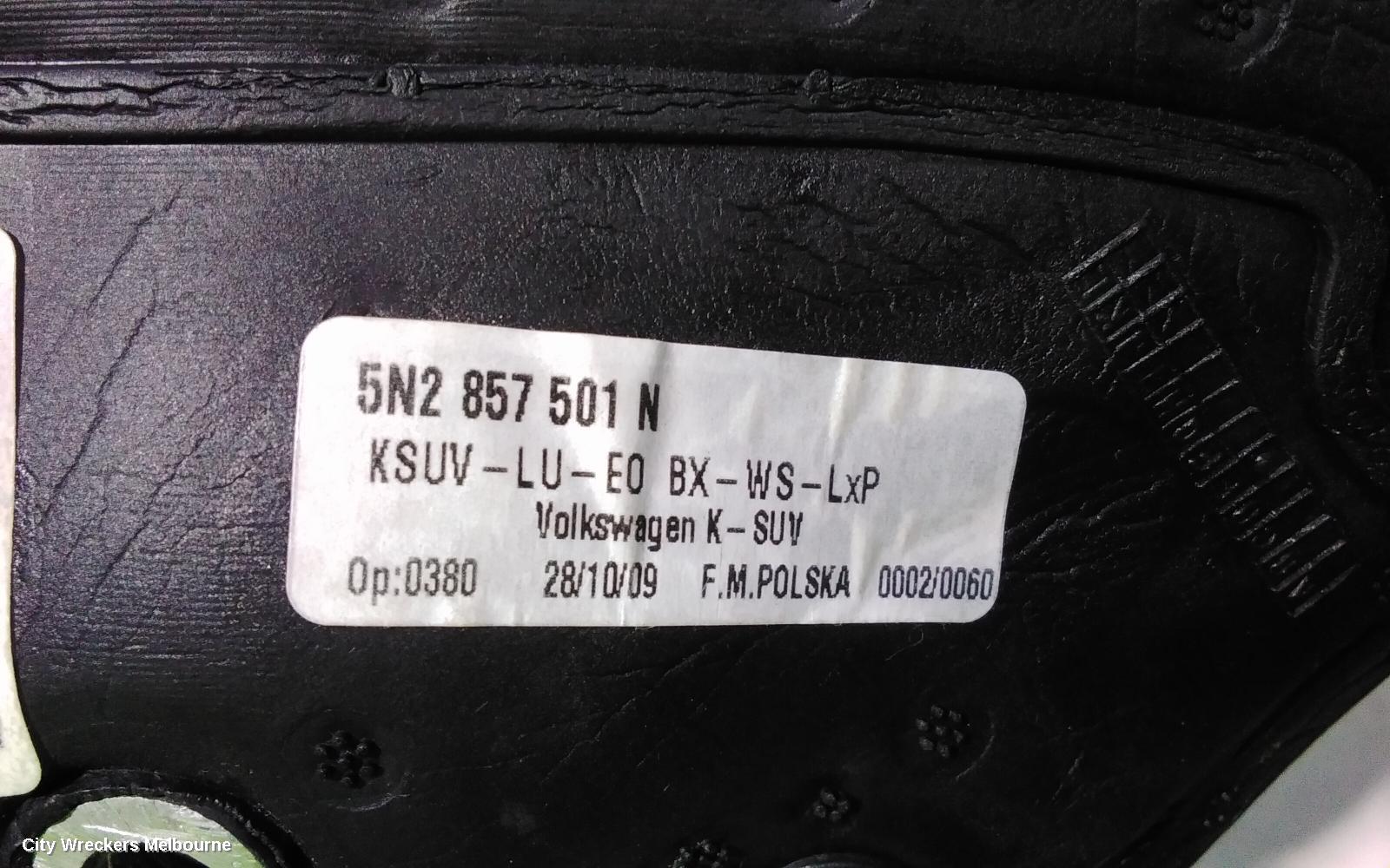 VOLKSWAGEN TIGUAN LEFT DOOR MIRROR, 5N, MANUAL FOLD (6XN), HEATED TYPE, 05/2008 - 08/2016